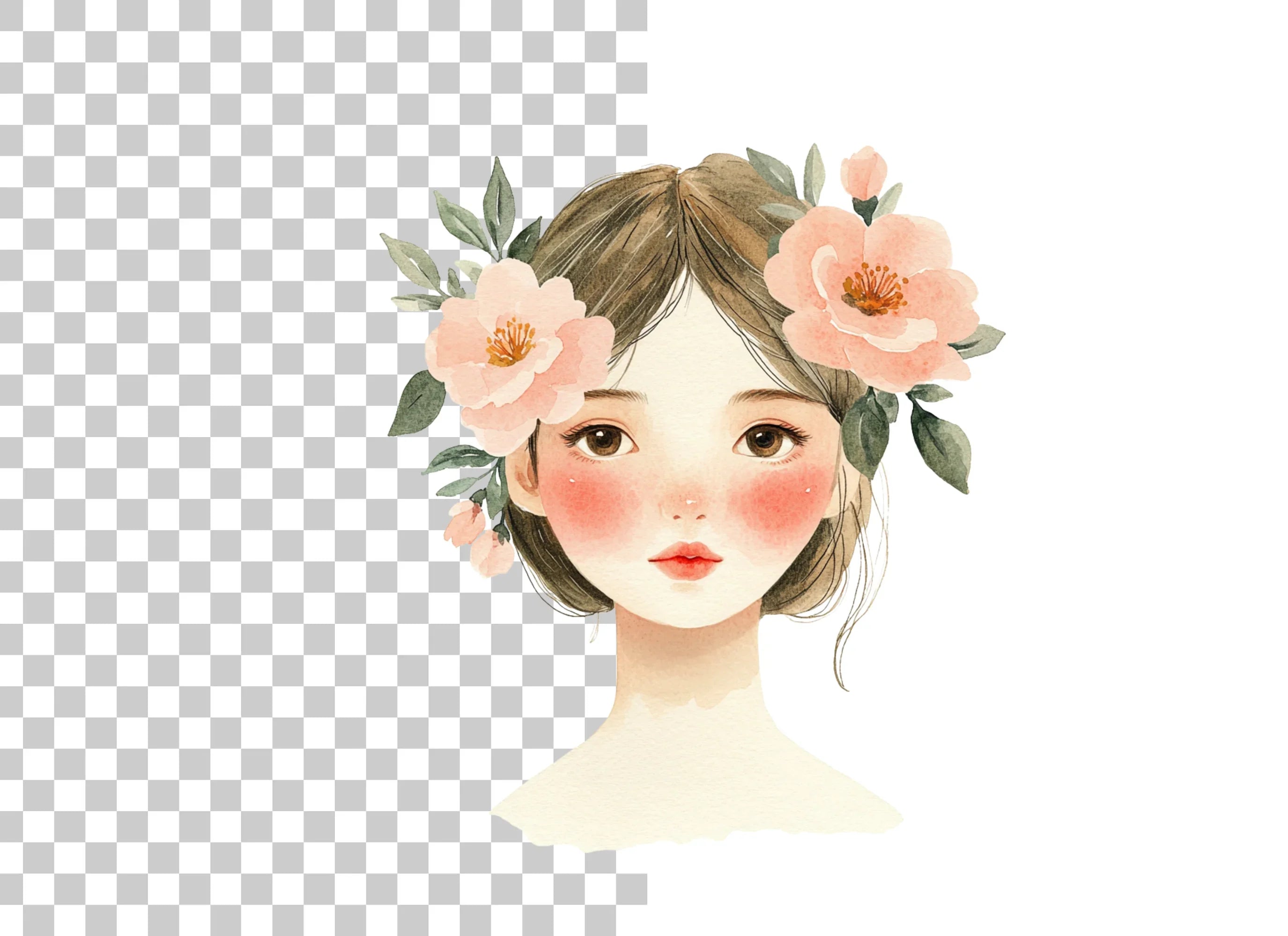Cute Girls with Flower Crowns Clipart Bundle