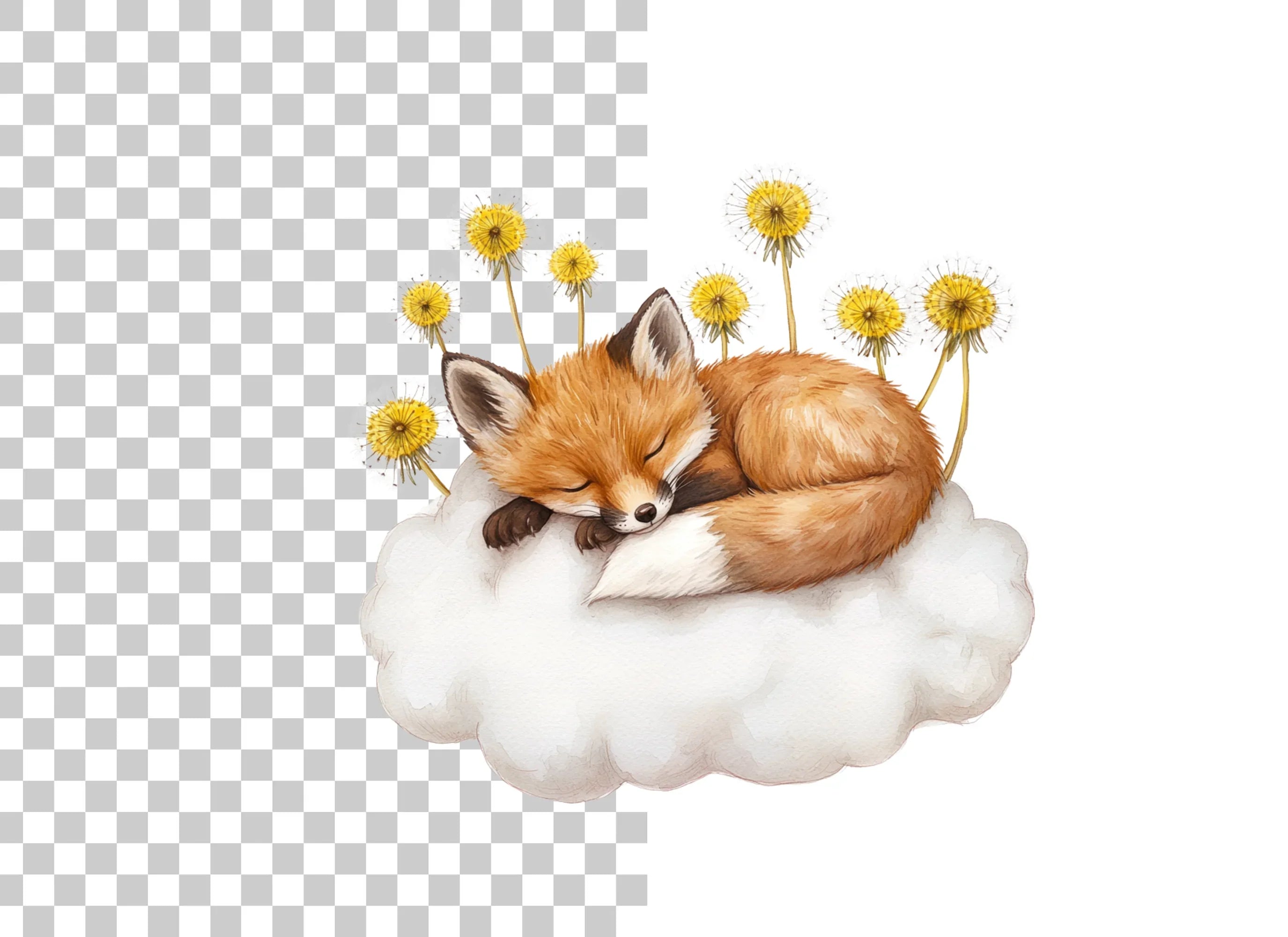 Sleeping Fox Clipart Bundle