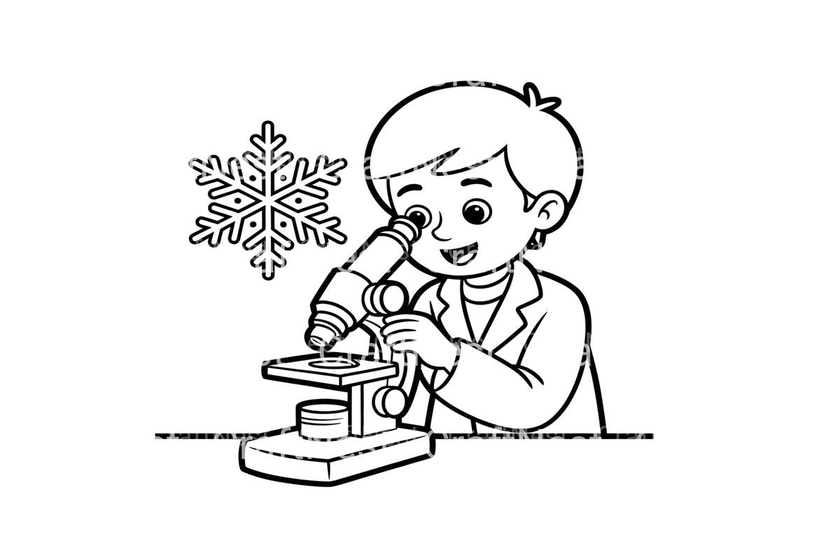 Scientist Observing Snowflake Coloring Books