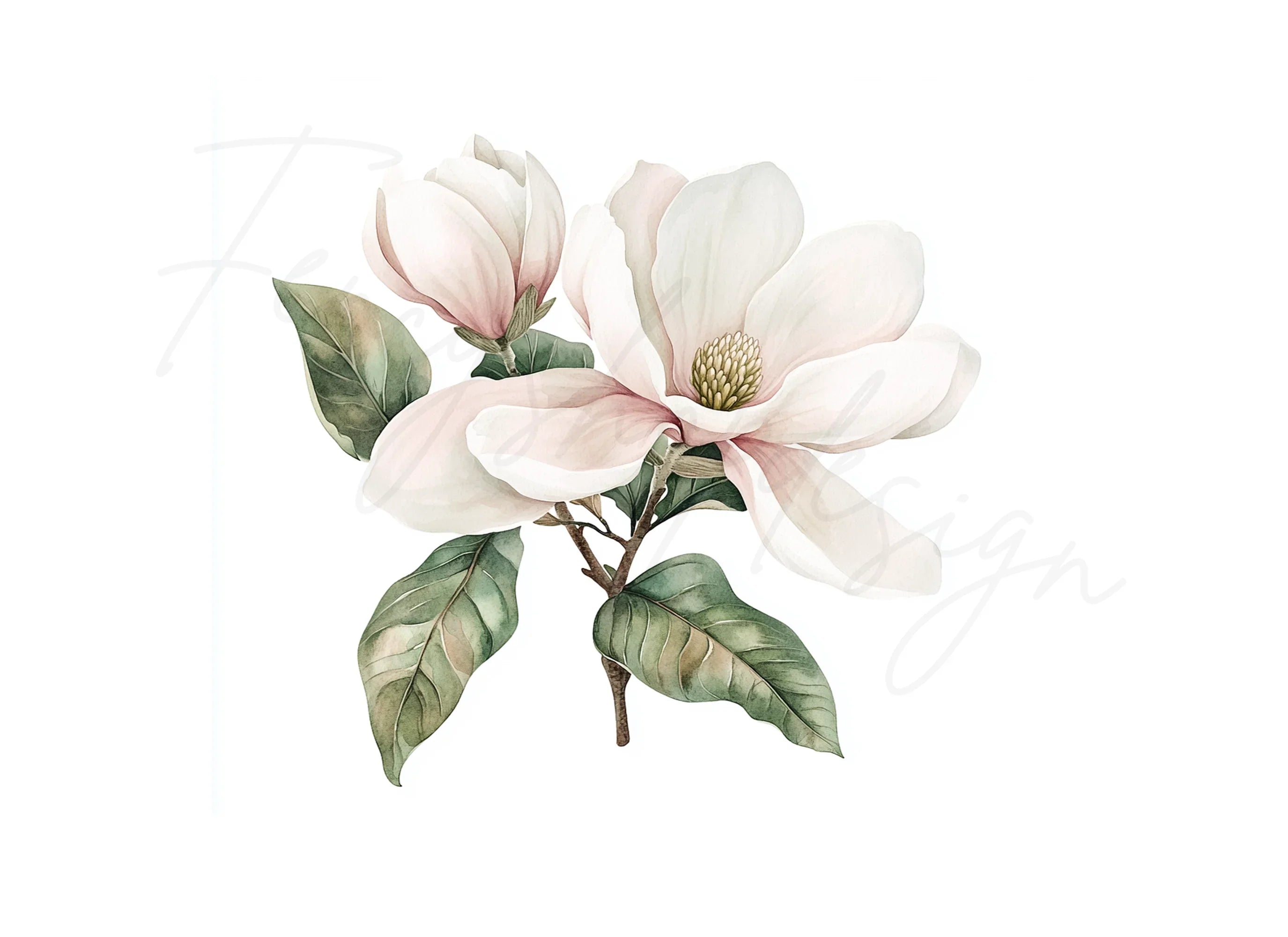 Elegant Magnolia Flower Clipart Bundle