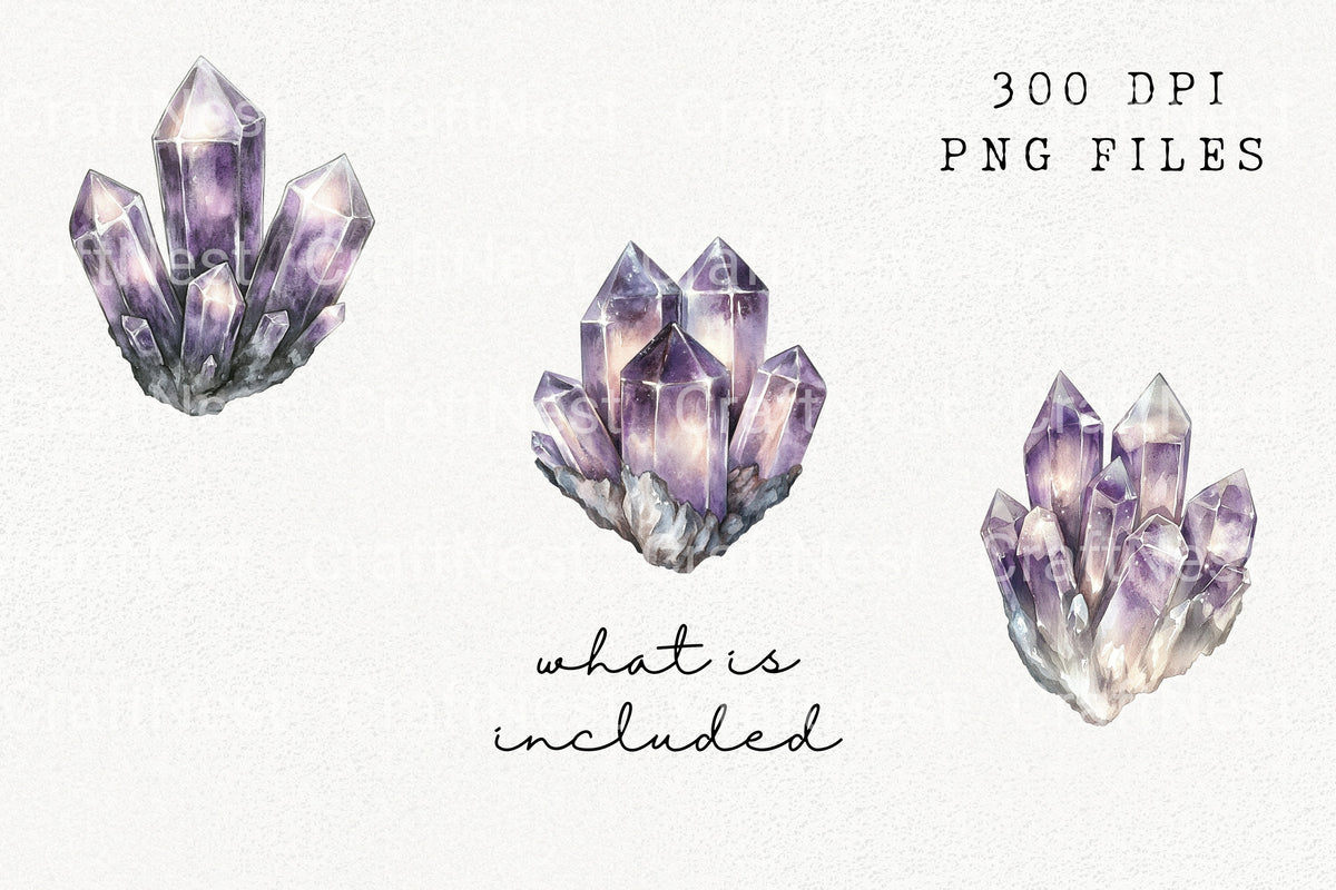 Amethyst Crystal Clipart Bundle