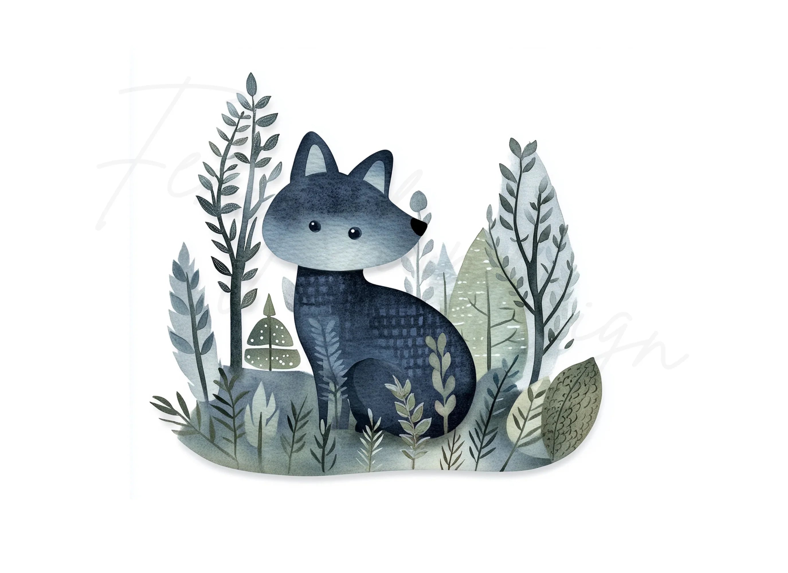 Cute Forest Wolf Clipart Bundle