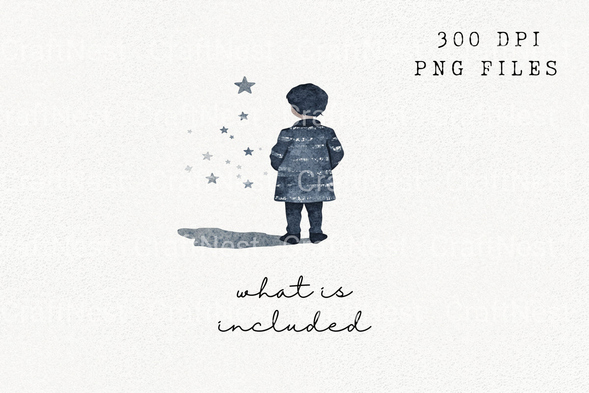 Melancholy Girls With Stars Clipart Bundle
