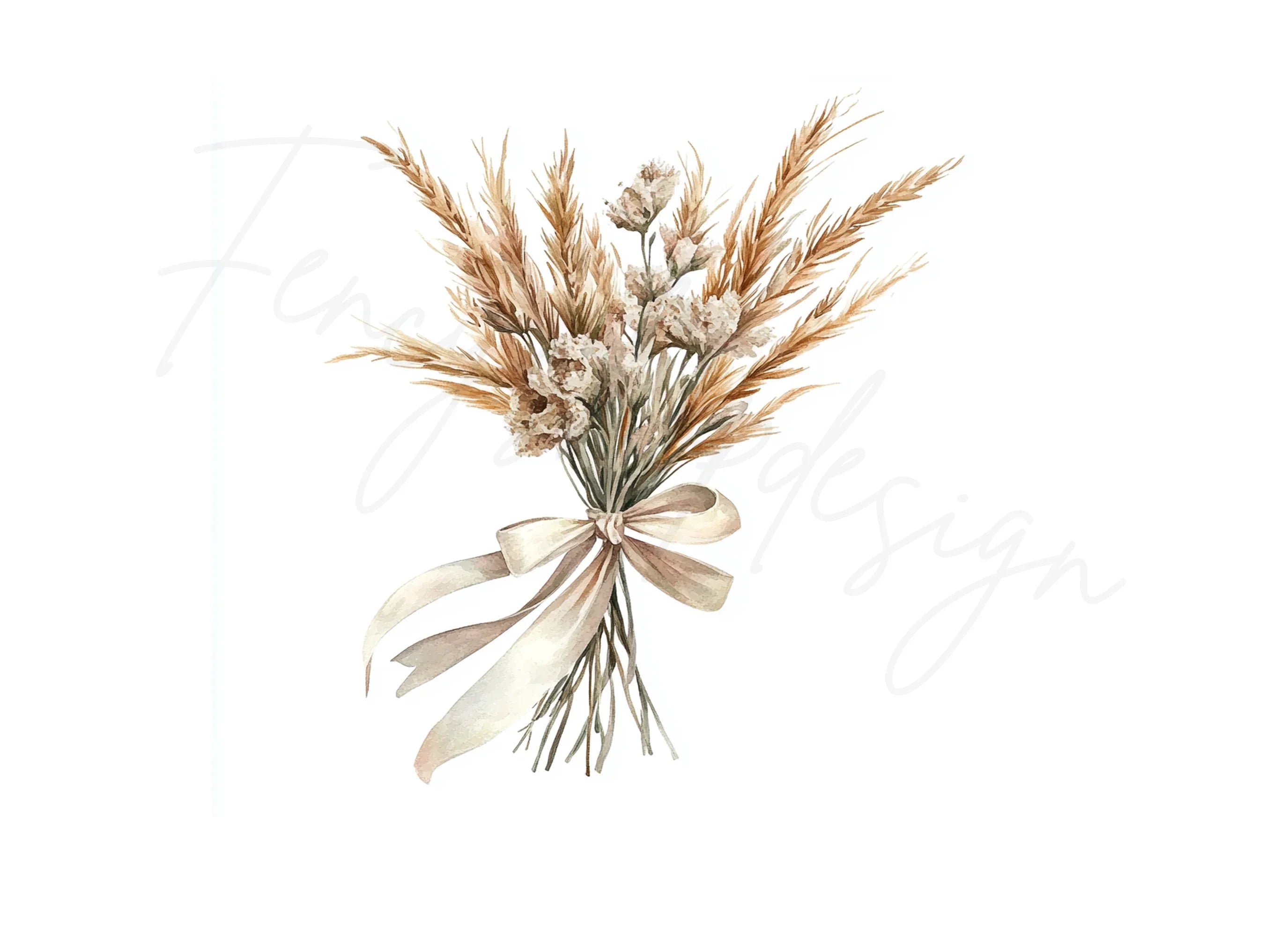 Boho Dried Pampas Grass Bouquets Clipart Bundle