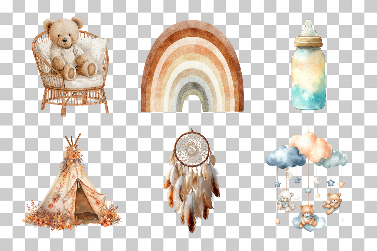 Boho Nursery Baby Clipart Bundle