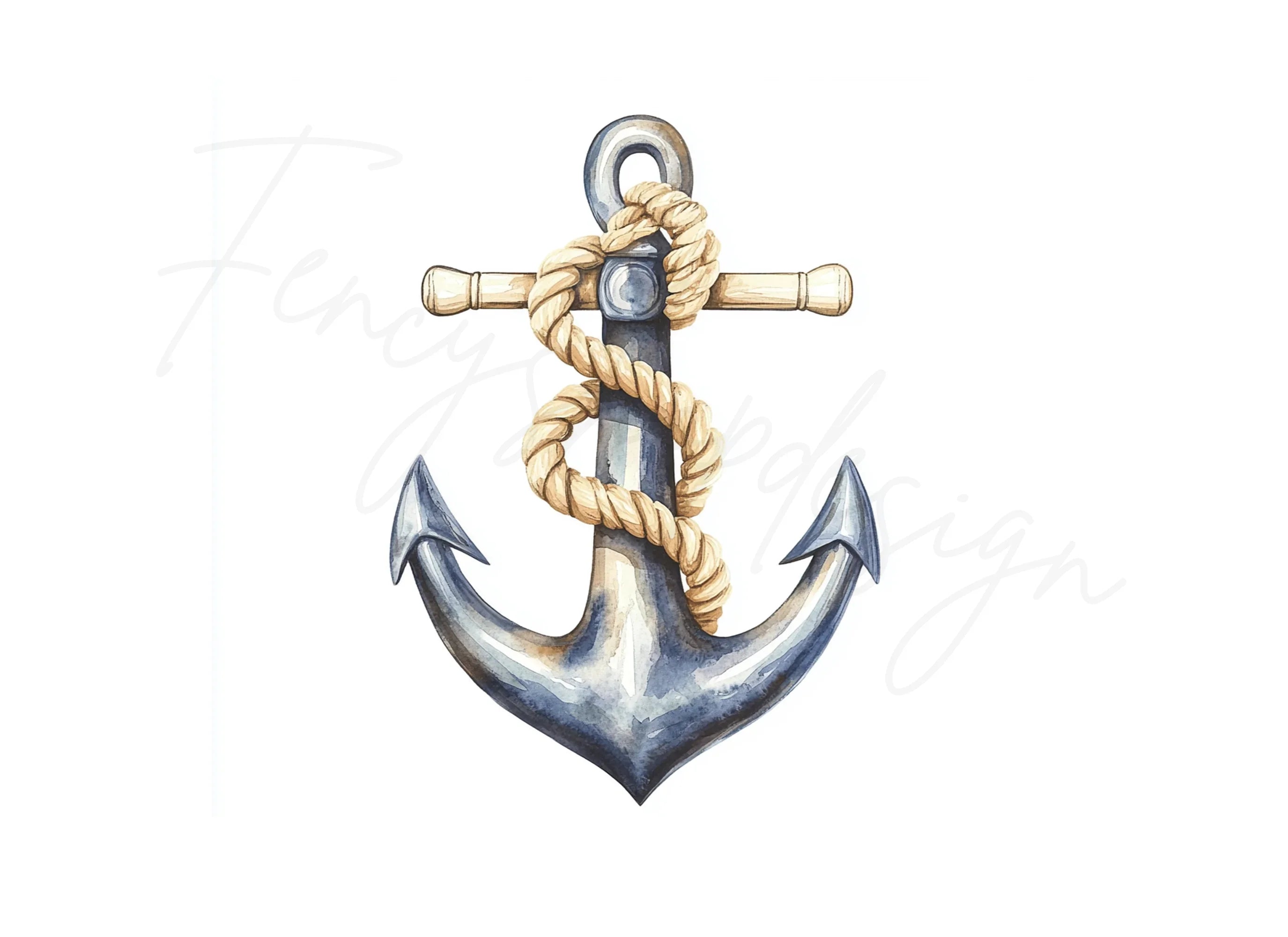 Nautical Anchor with Rope Clipart Bundle