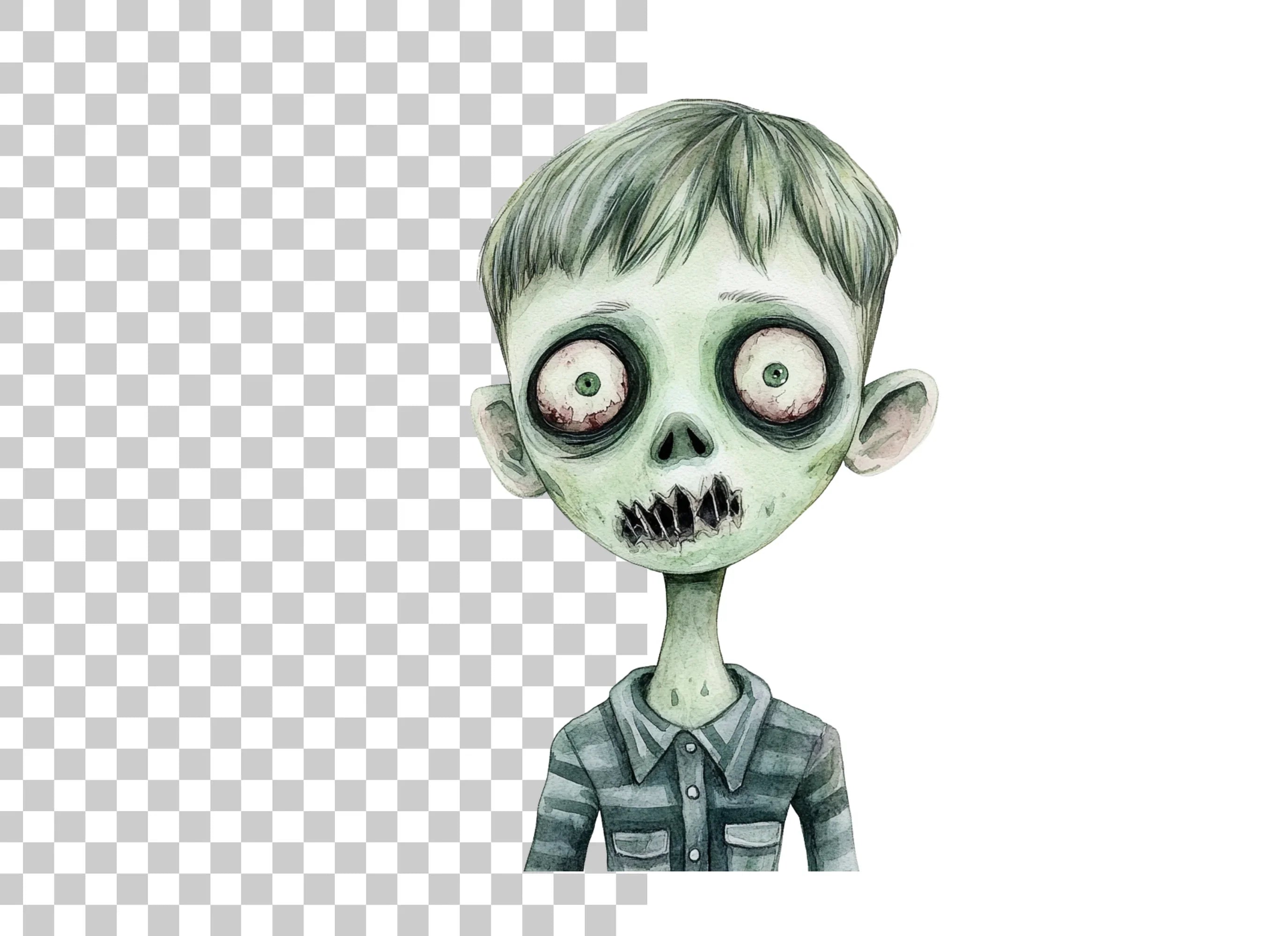 Cute Undead Kids Halloween Clipart Bundle