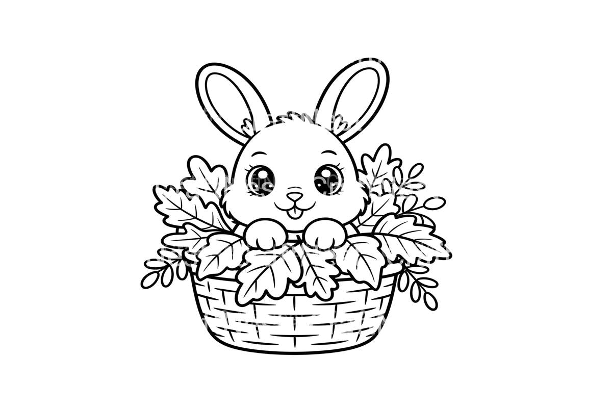 Cute Bunny in Basket Coloring Books