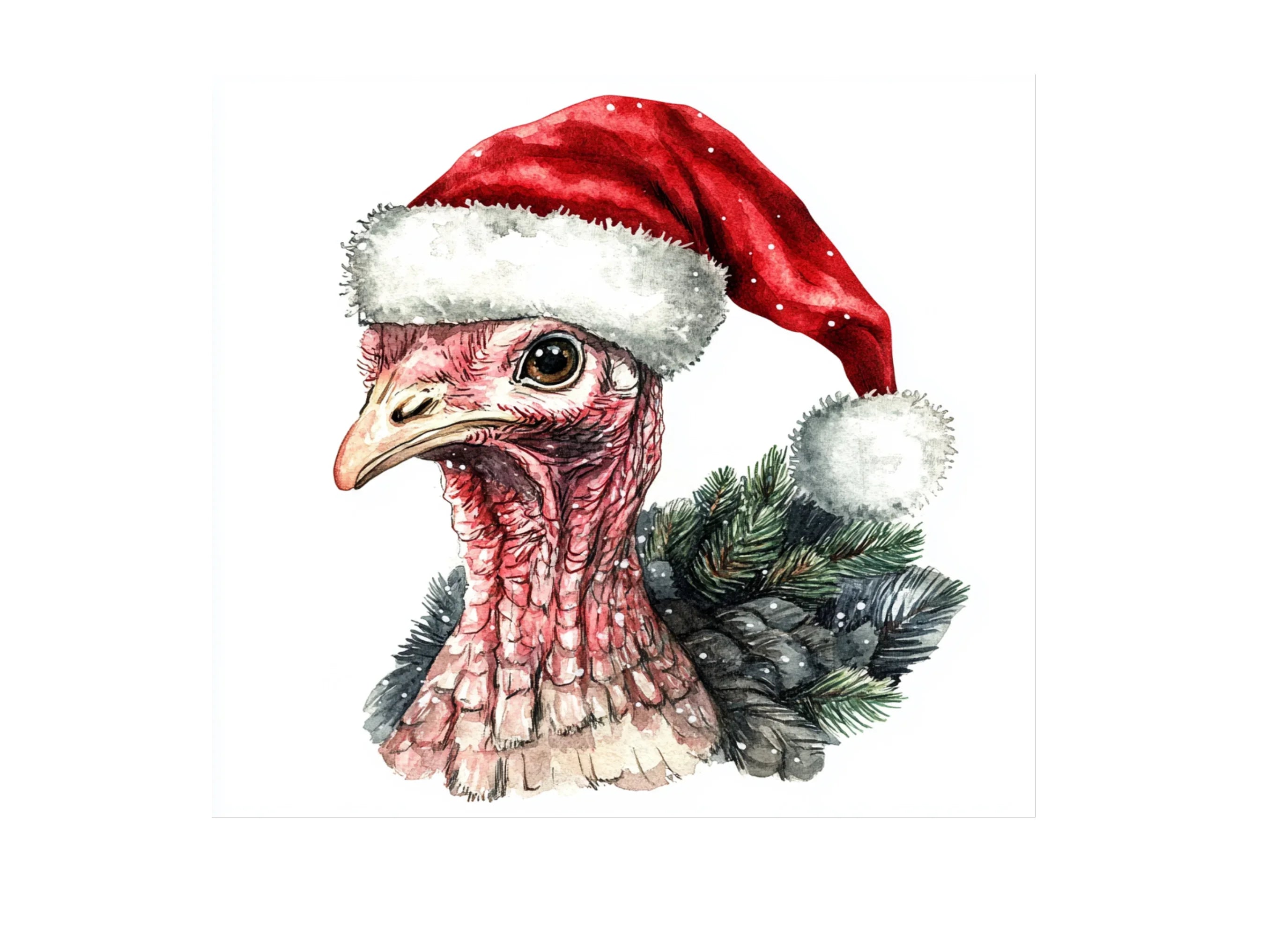 Christmas Turkey with Santa Hat Clipart Bundle