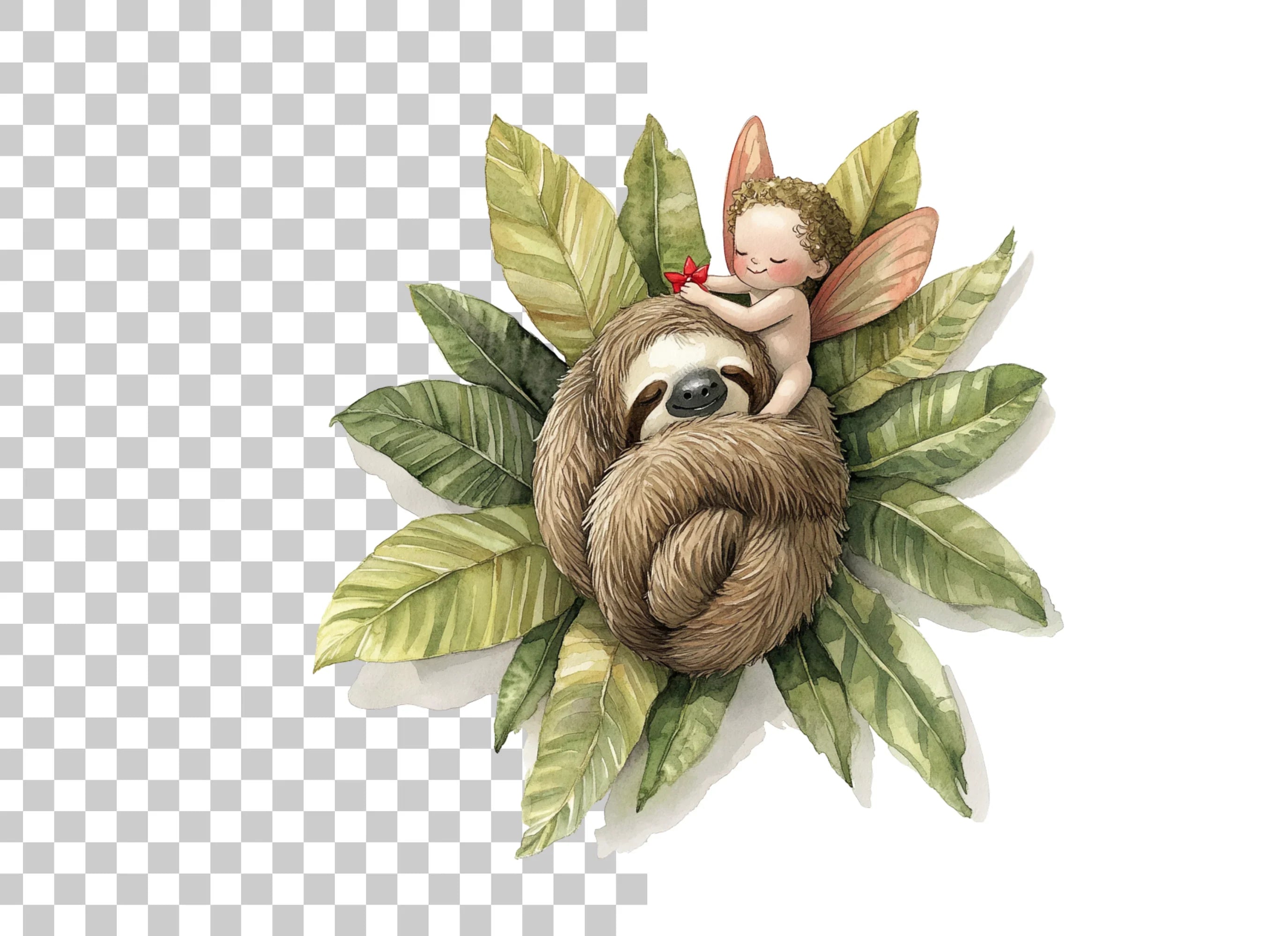 Sleeping Fairy Sloth Tropical Clipart Bundle