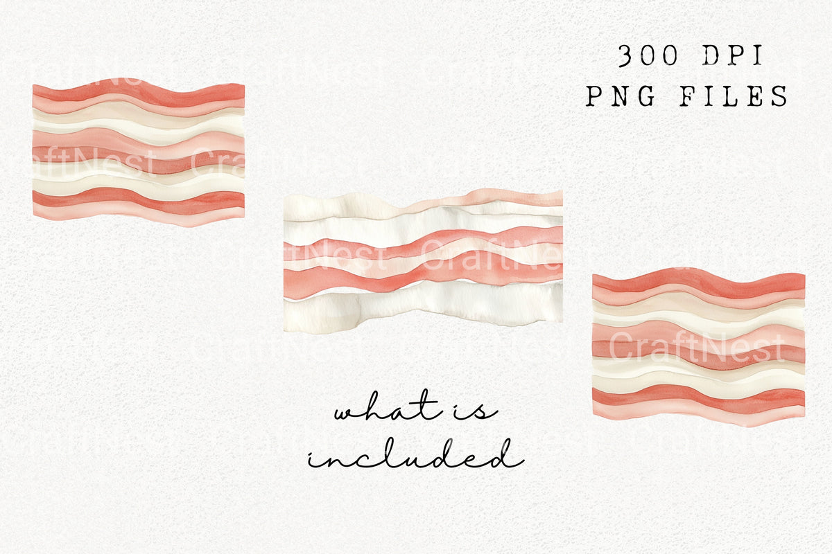 Pink Abstract Wave Border Clipart Bundle