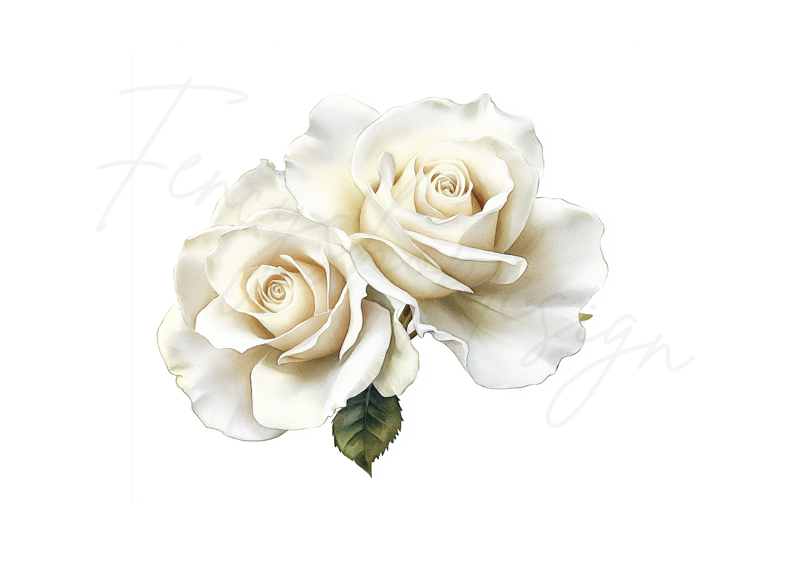 Elegant White Roses Clipart Bundle