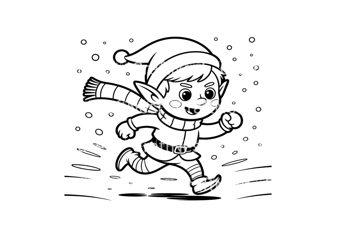 Christmas Elf Running Coloring Books