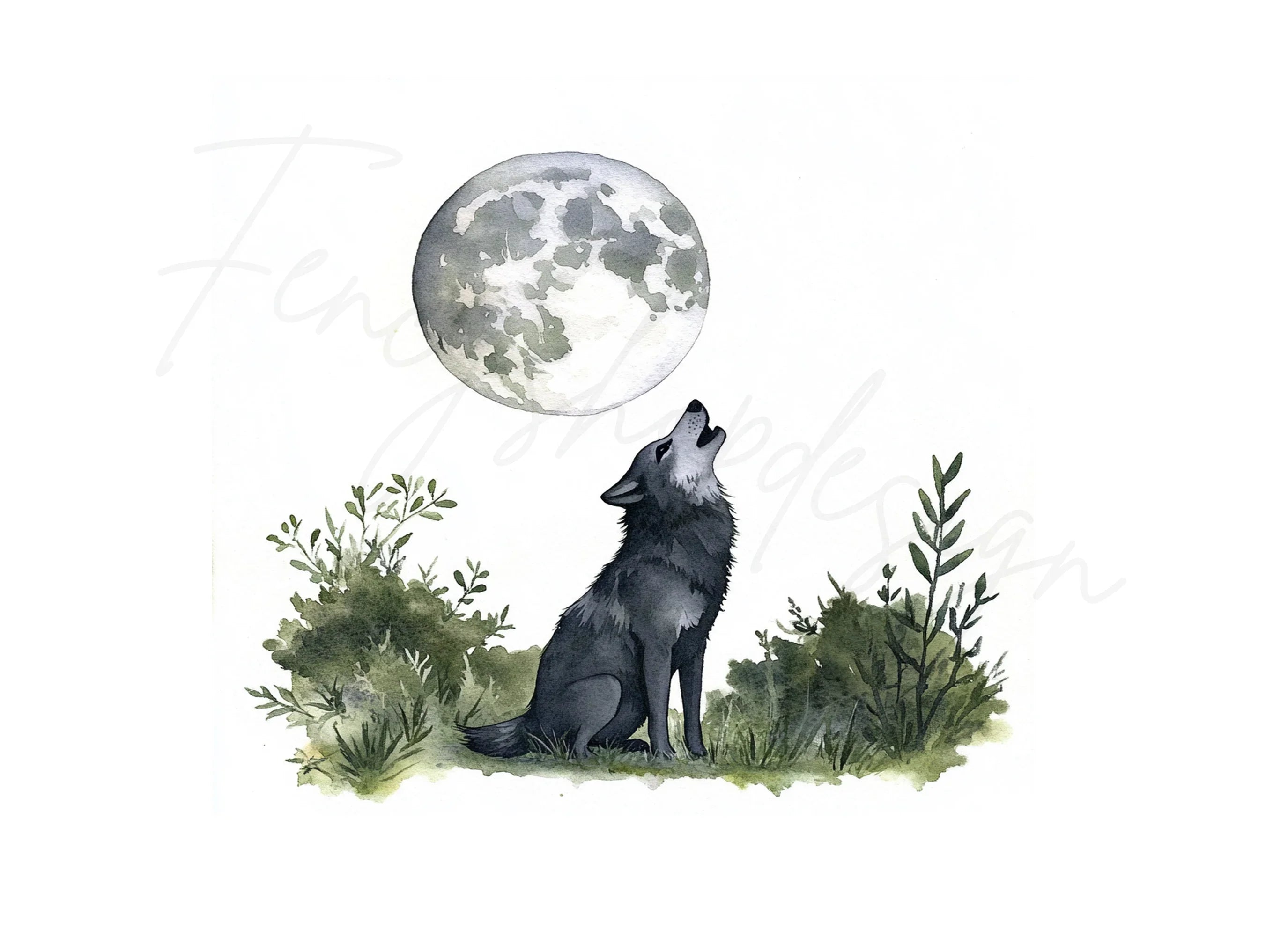 Howling Wolf Moon Clipart Bundle