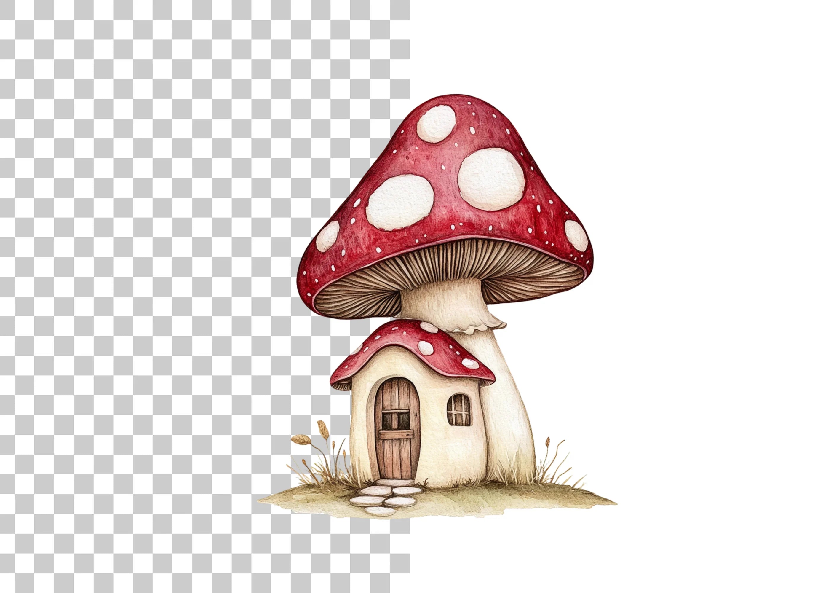 Cute Mushroom Dwelling Clipart Bundle
