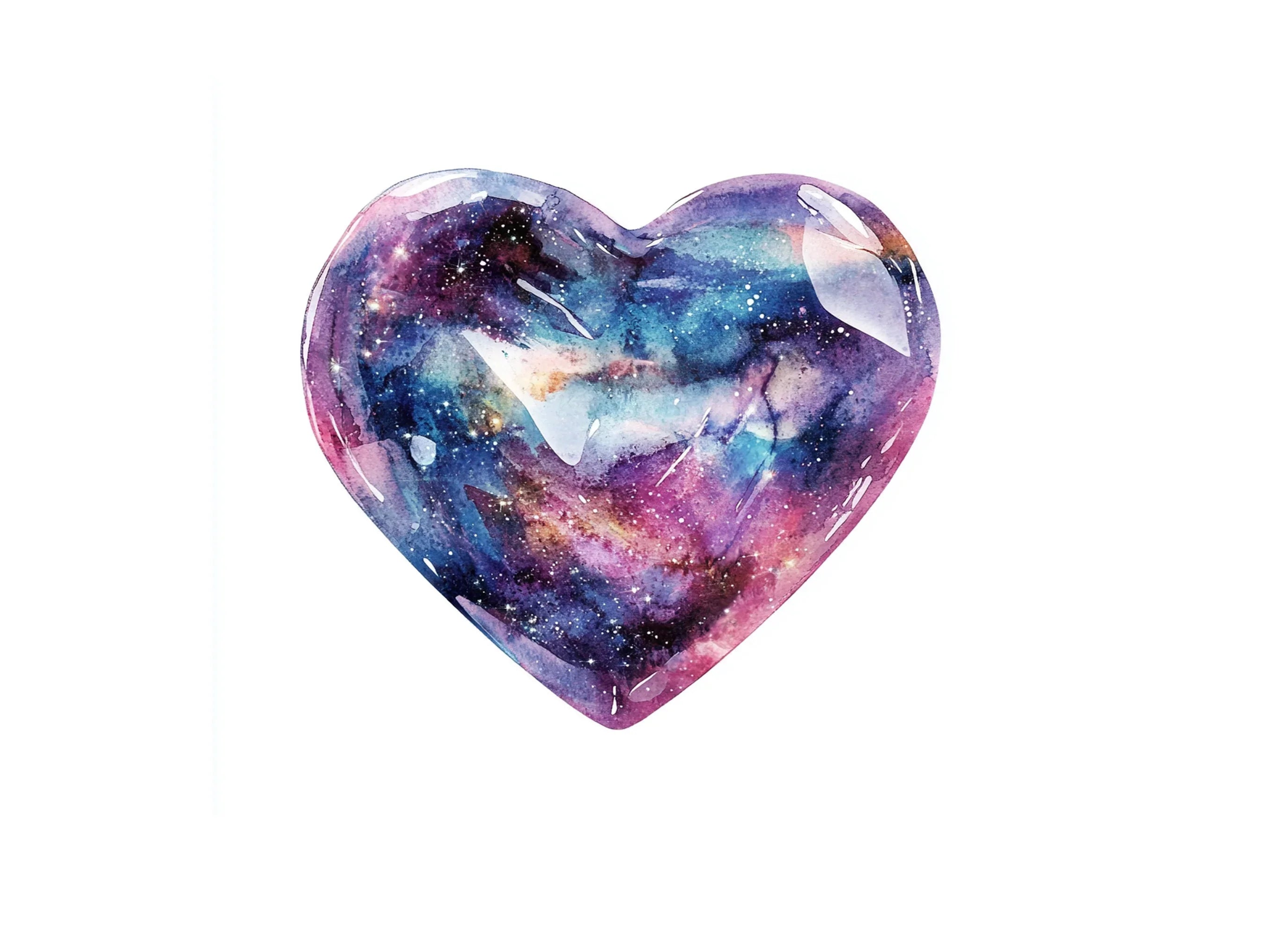Sparkling Galaxy Heart Clipart Bundle