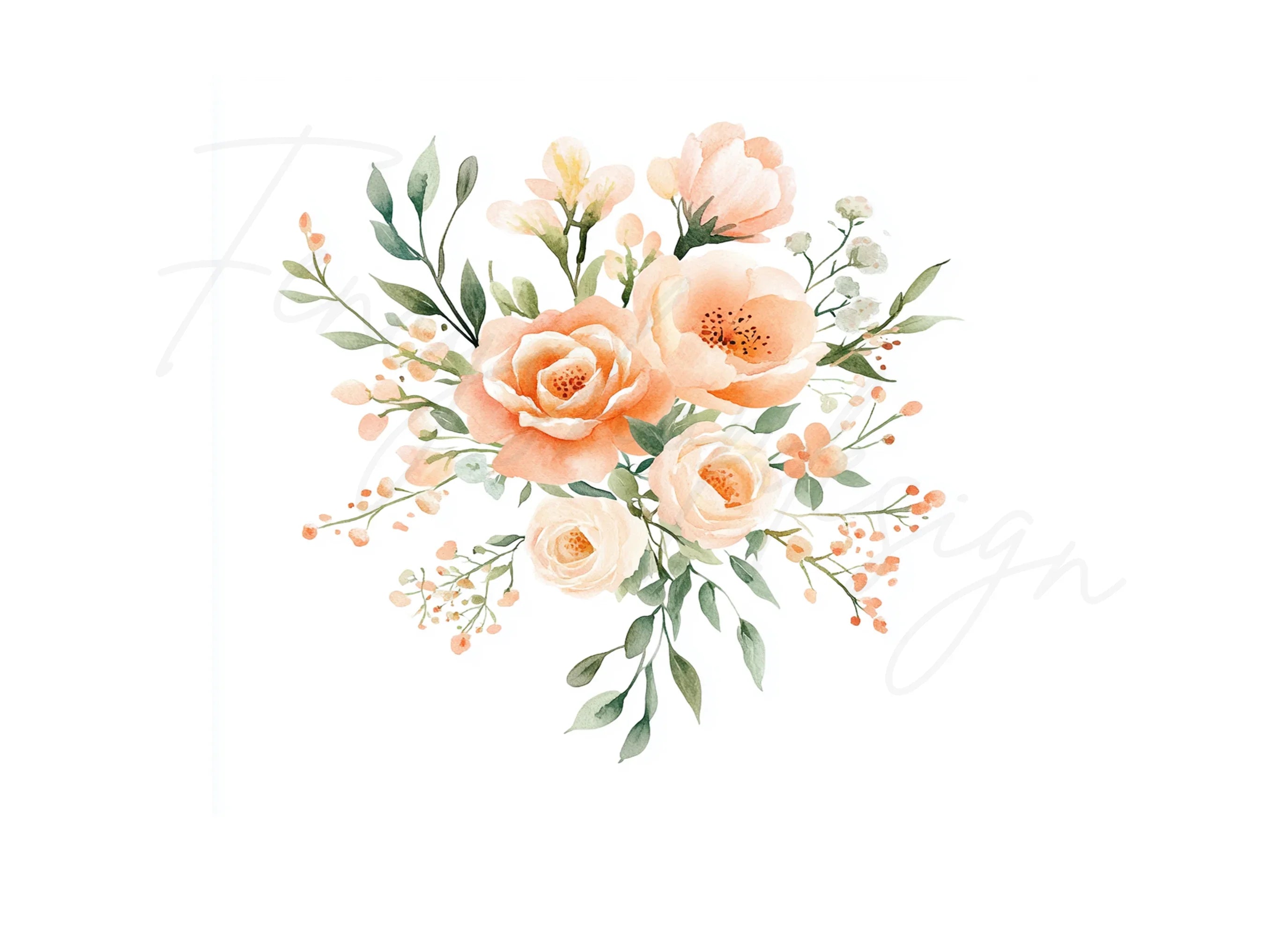 Elegant Rose Bouquets Clipart Bundle