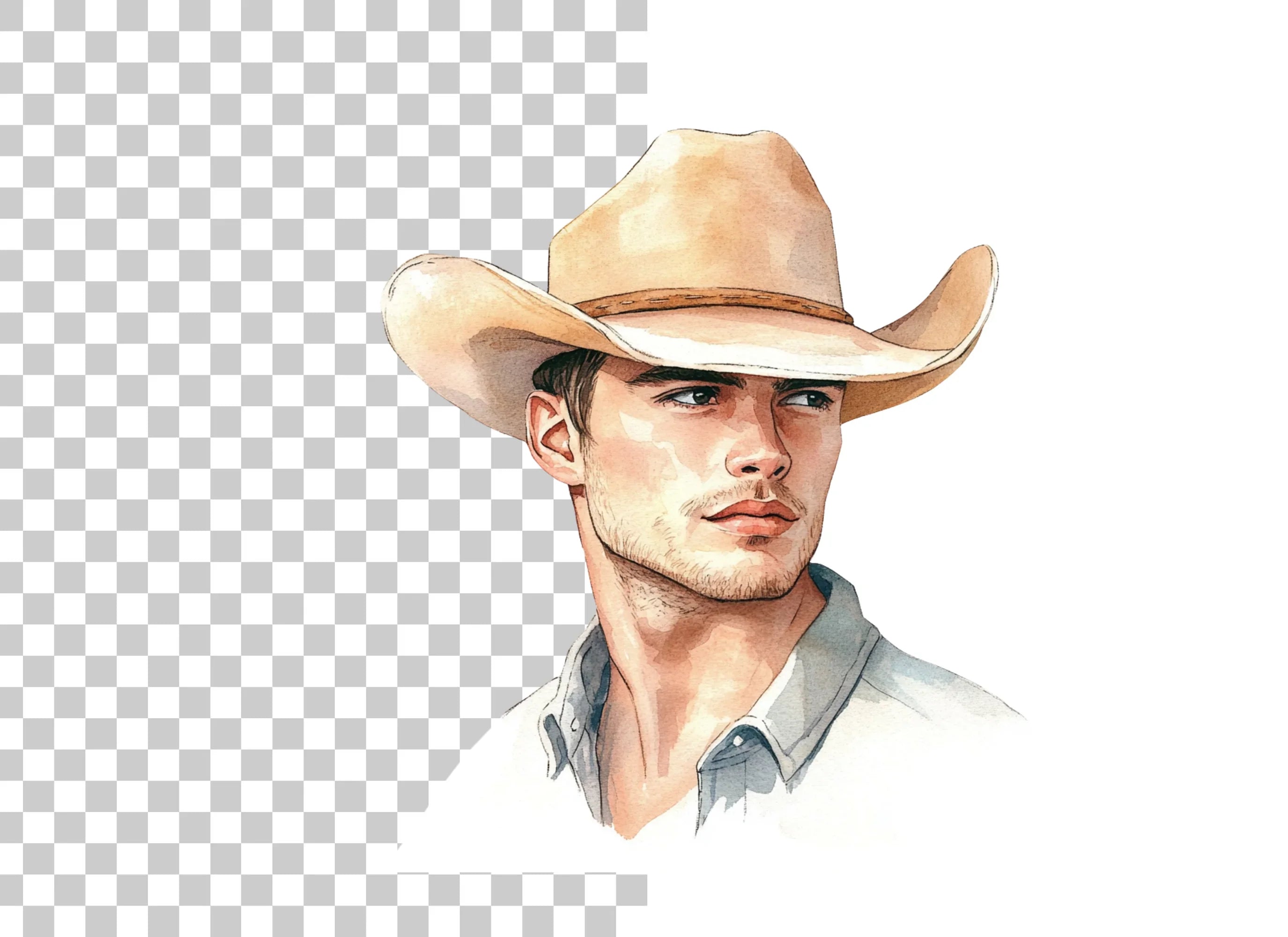 Handsome Cowboy Portrait Clipart Bundle