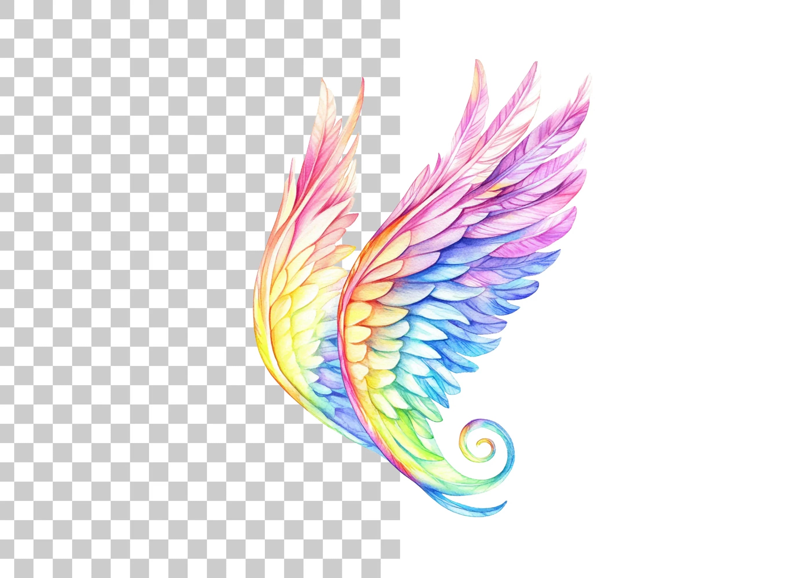 Vibrant Rainbow Angel Wings Clipart Bundle