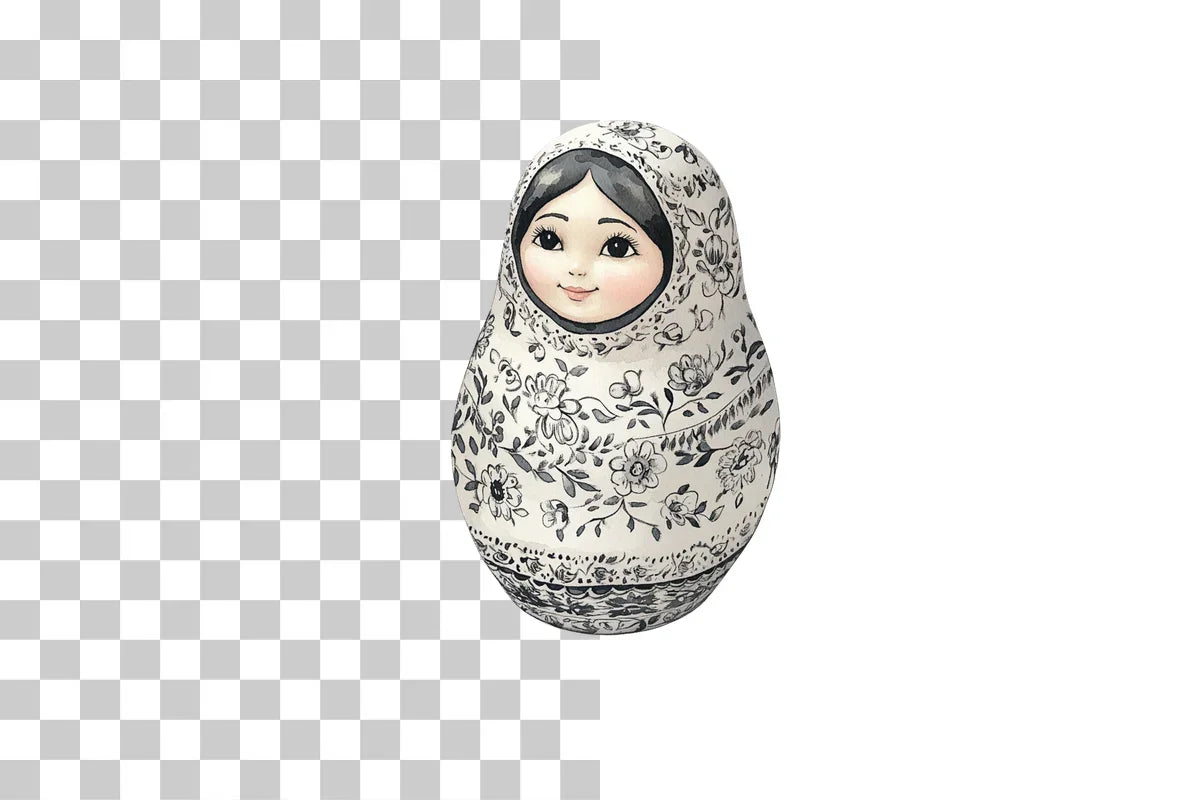 Black and White Matryoshka Doll Clipart Bundle - CraftNest - Digital Crafting and Art