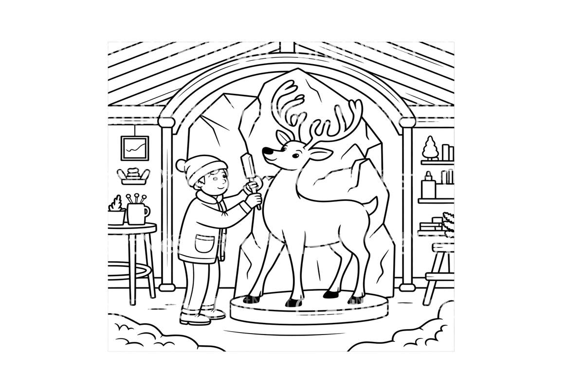 Reindeer Ice Sculpture Coloring Books