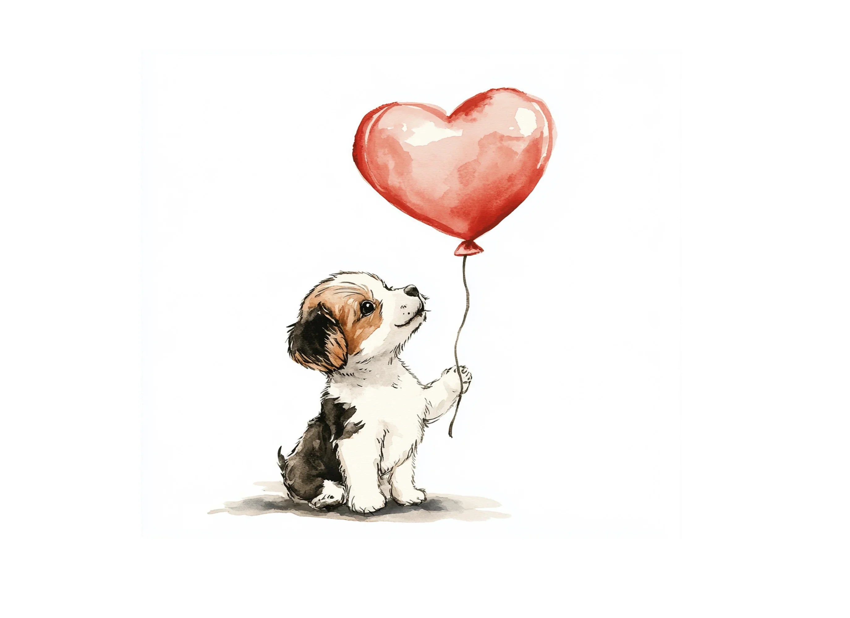 Cute Puppies with Heart Balloons Clipart Bundle