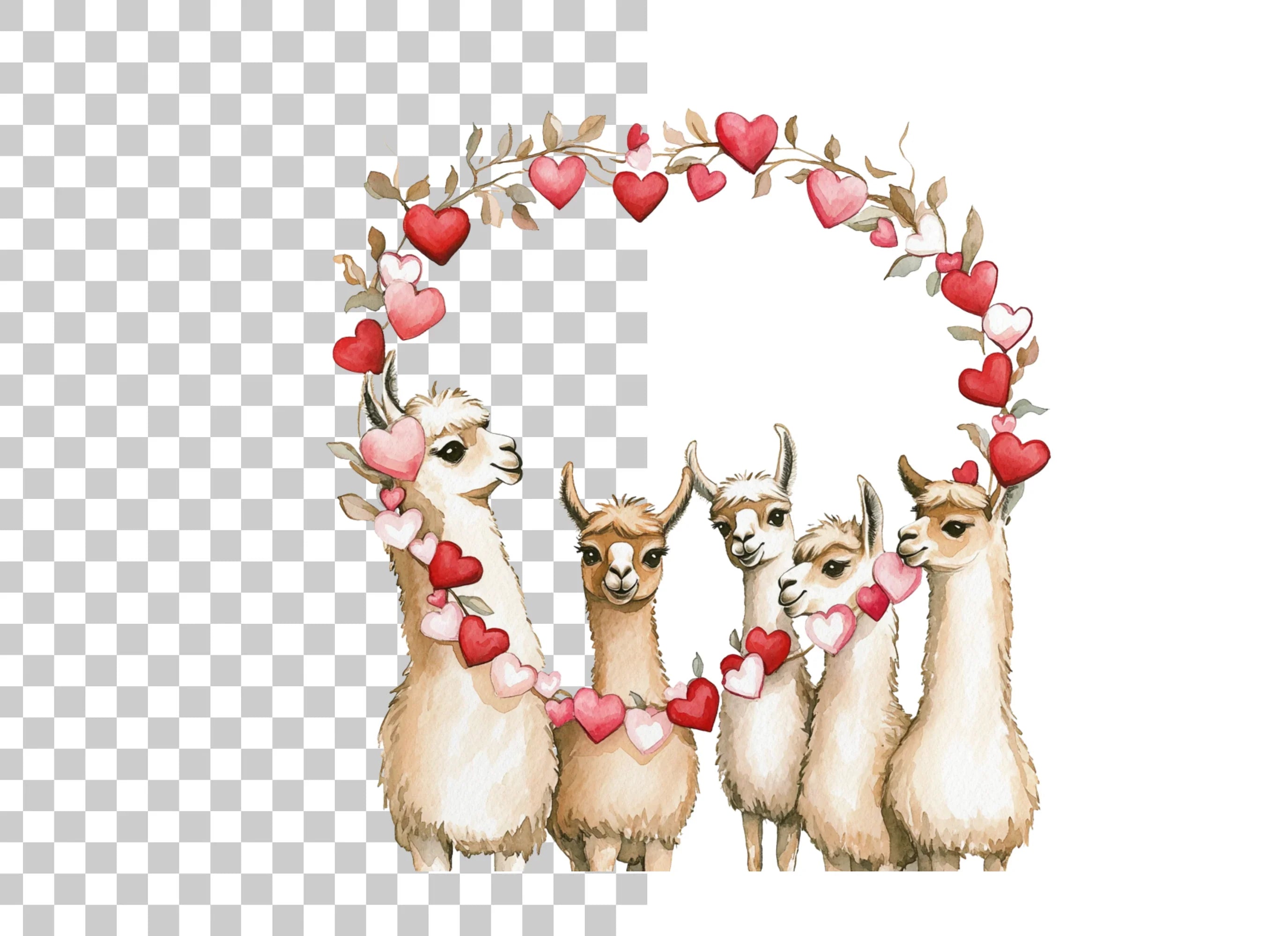 Cute Llama Valentine Day Clipart Bundle