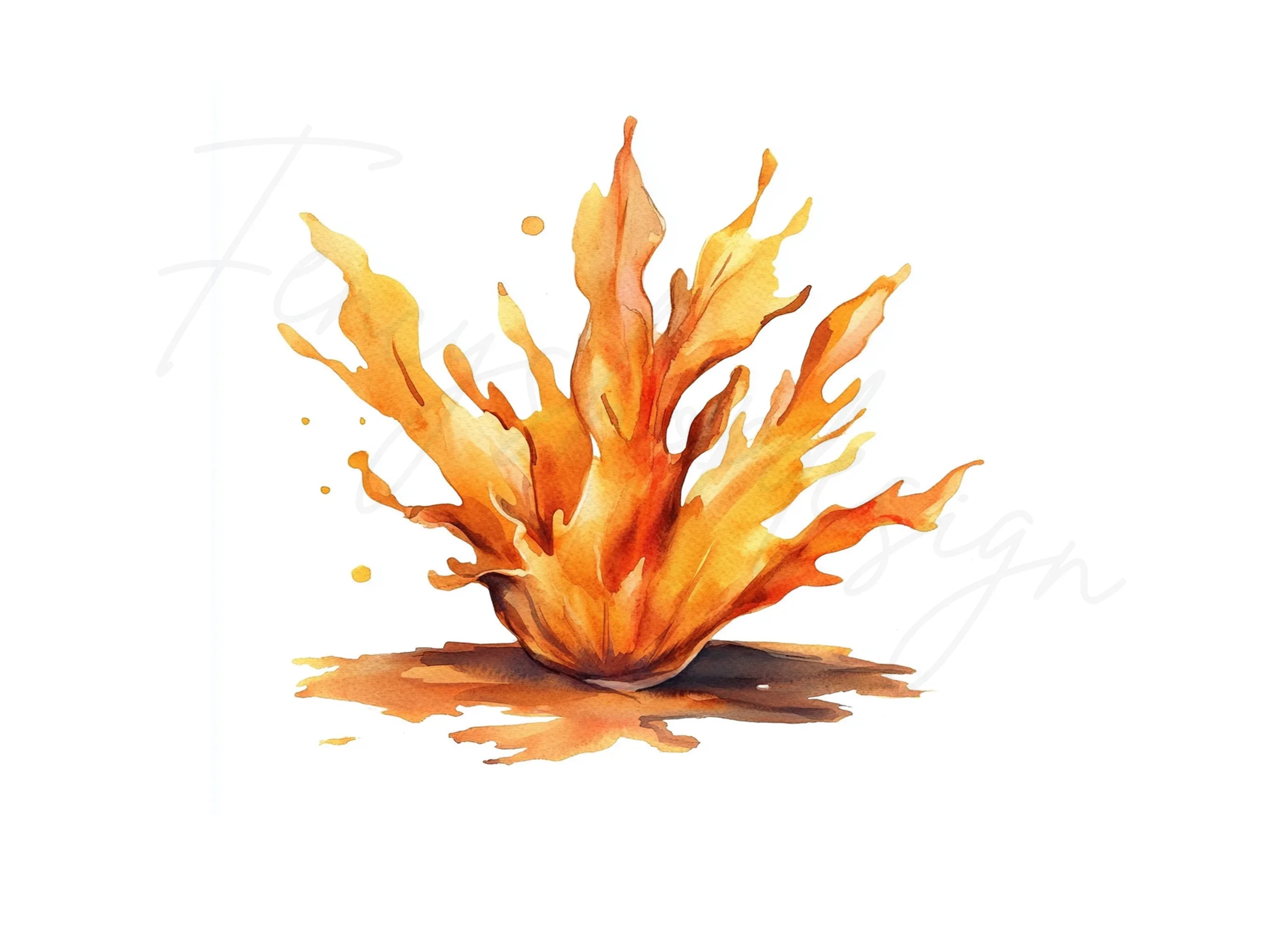 Dynamic Orange Liquid Splash Clipart Bundle