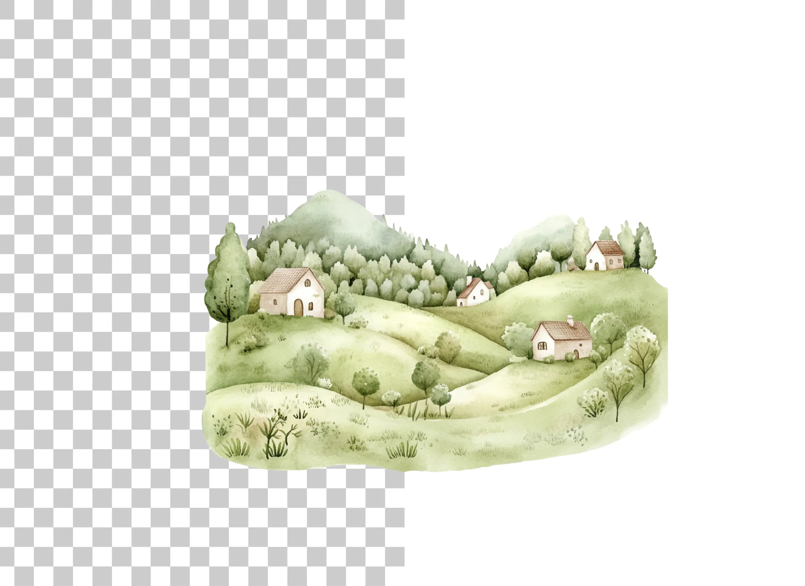 Hillside Village Clipart Bundle