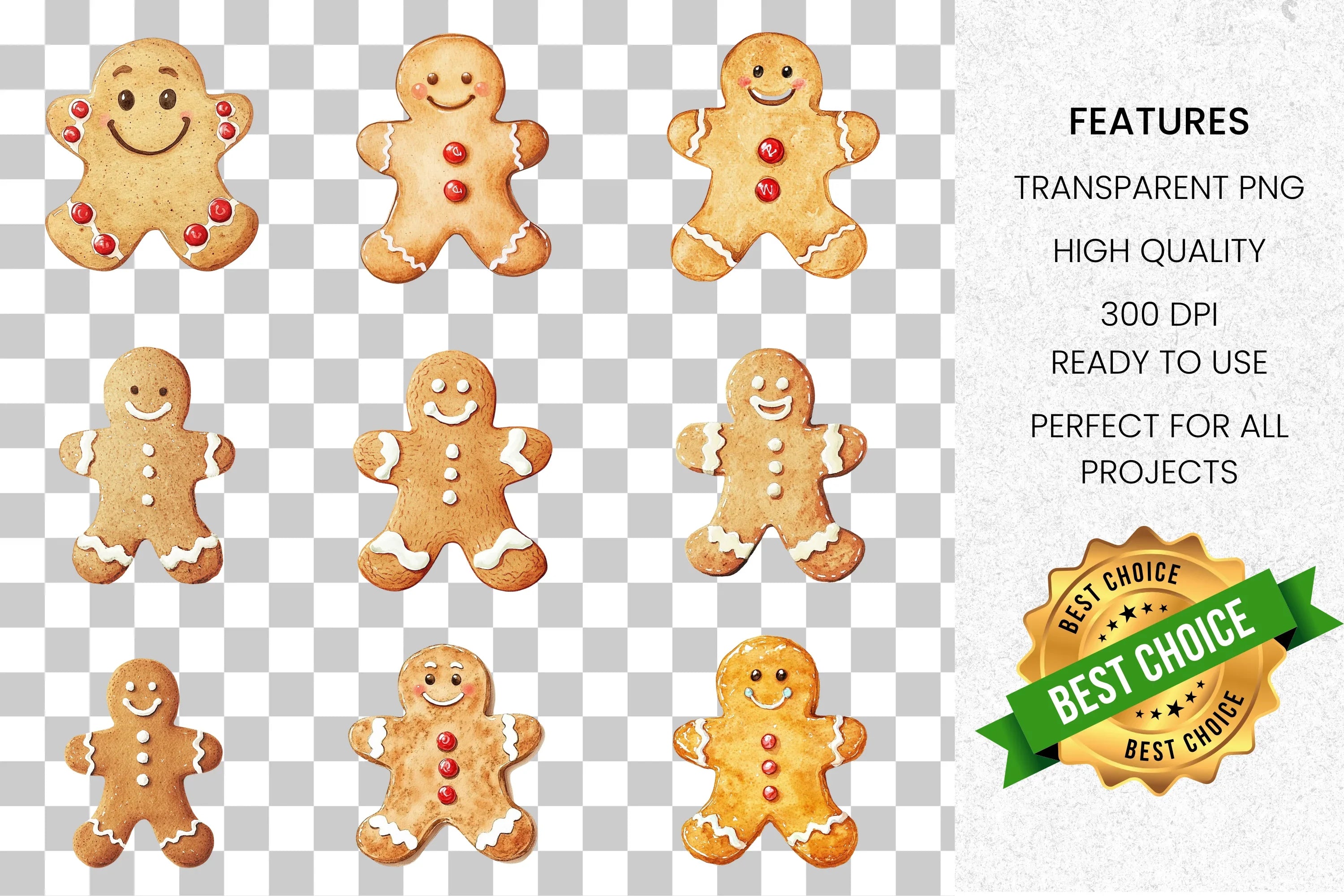 Gingerbread Man Clipart Bundle