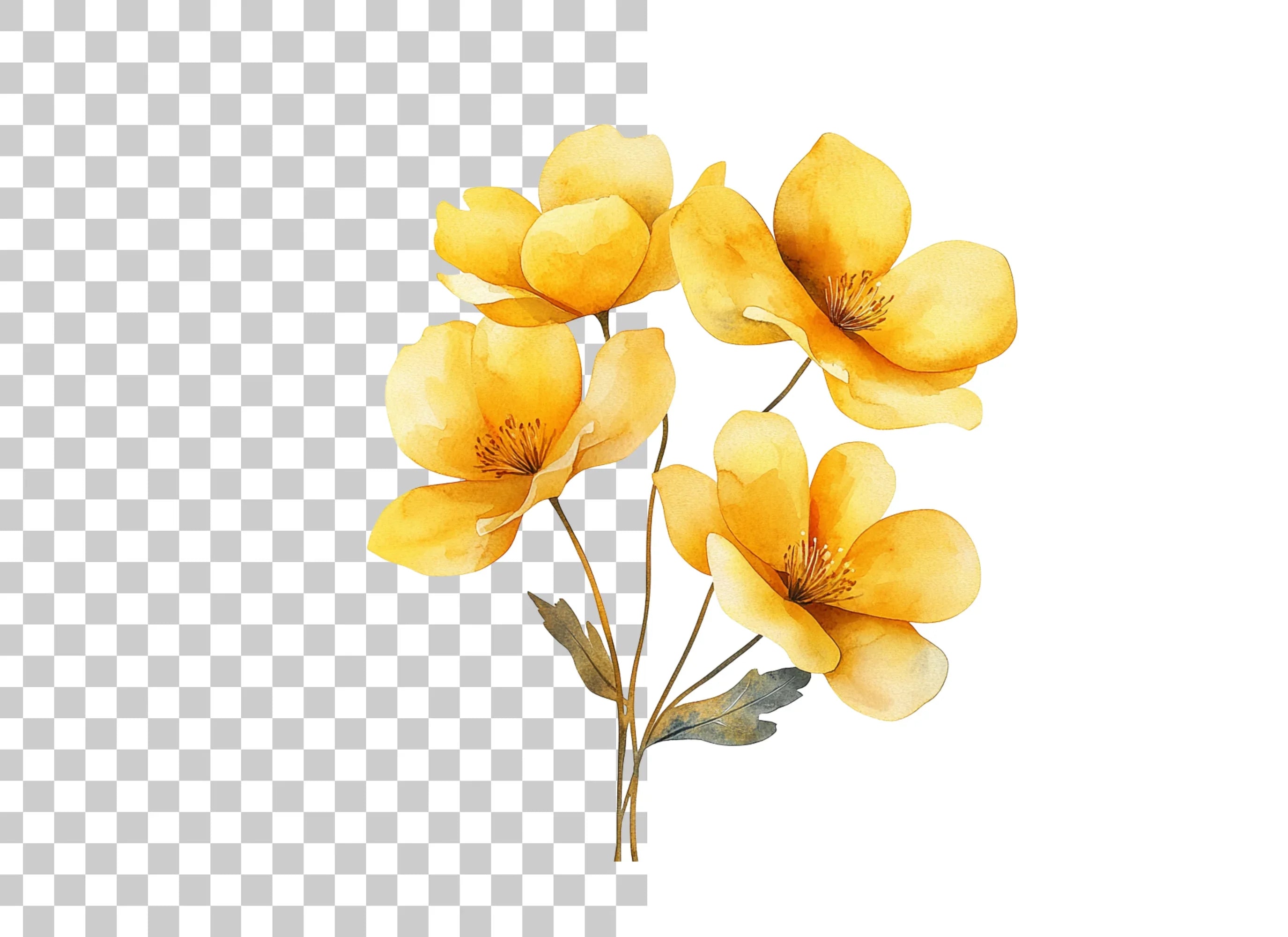 Yellow Flowers Clipart Bundle