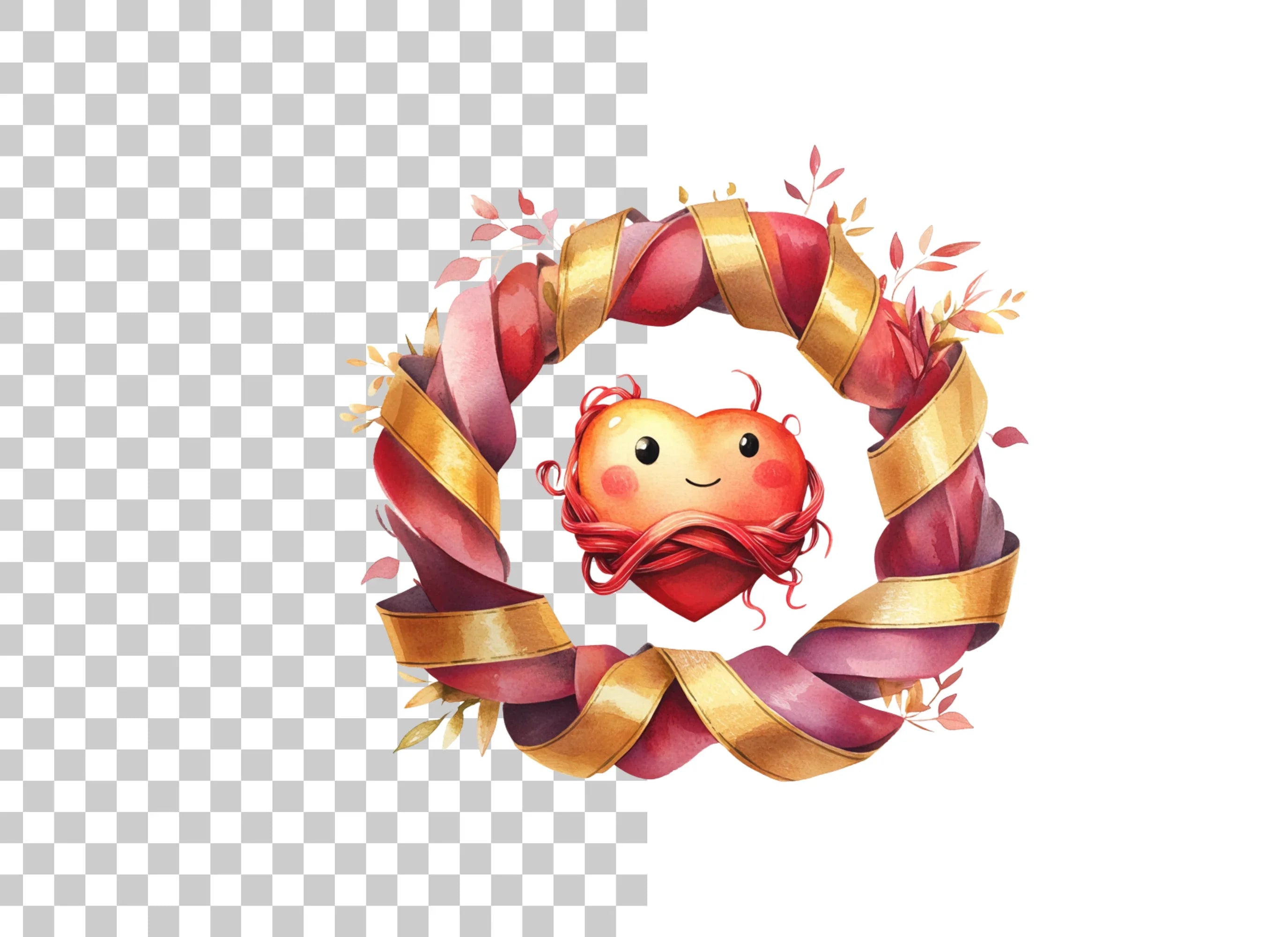 Cute Heart Wreaths Clipart Bundle
