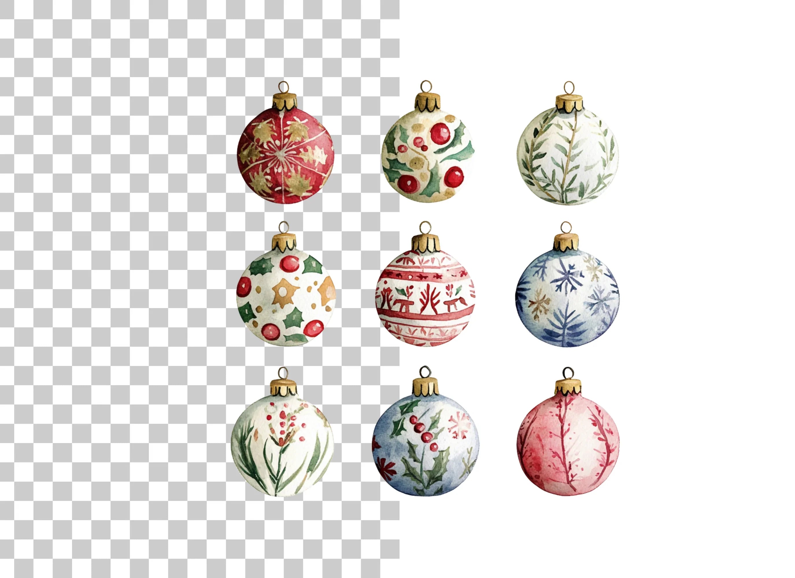 Christmas Baubles Clipart Bundle