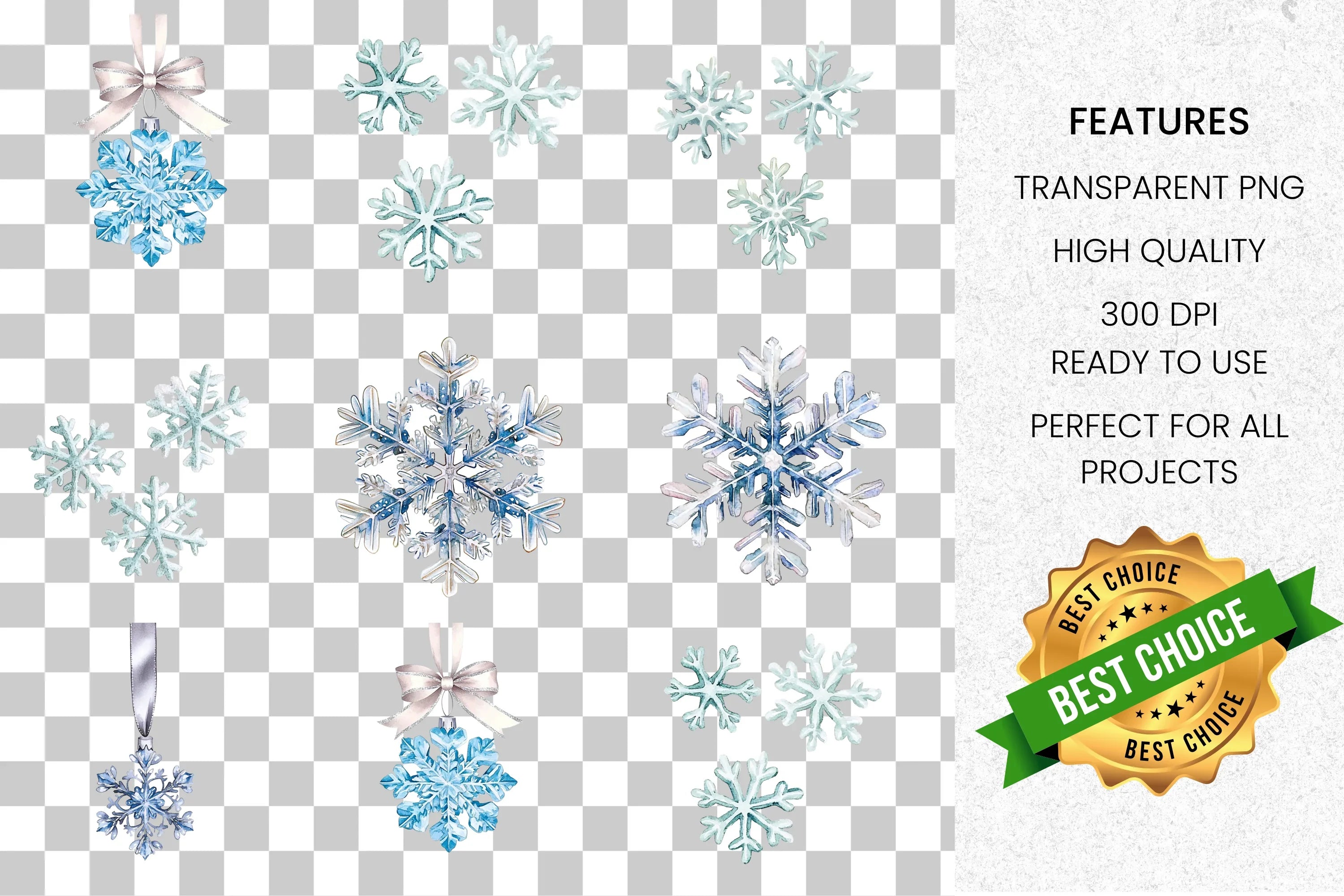 Elegant Snowflake Clipart Bundle