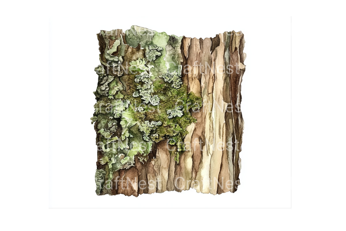 Lichen Covered Tree Bark Graphics Clipart Bundle
