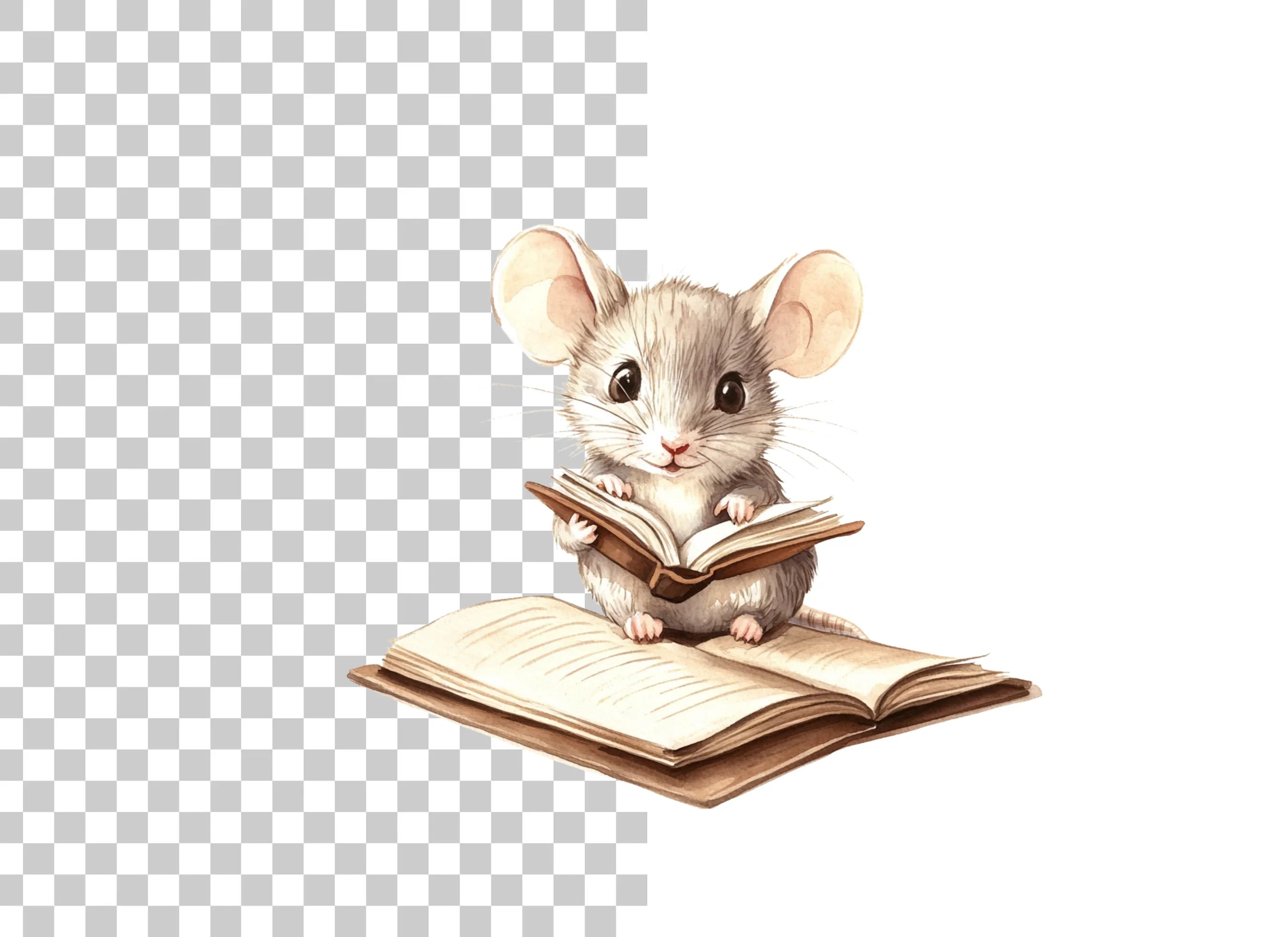 Studious Mice with Books Clipart Bundle