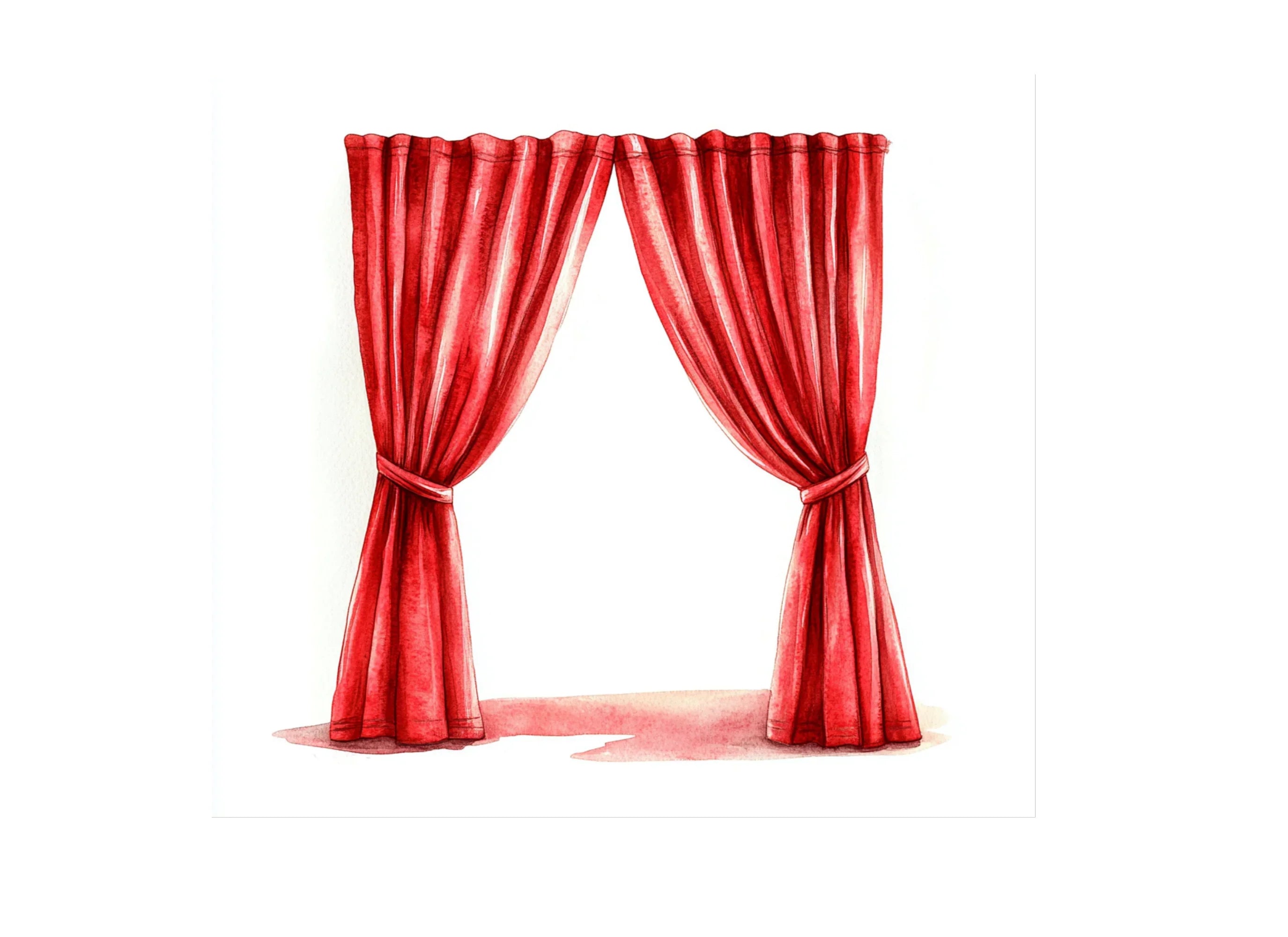 Elegant Red Curtains Clipart Bundle