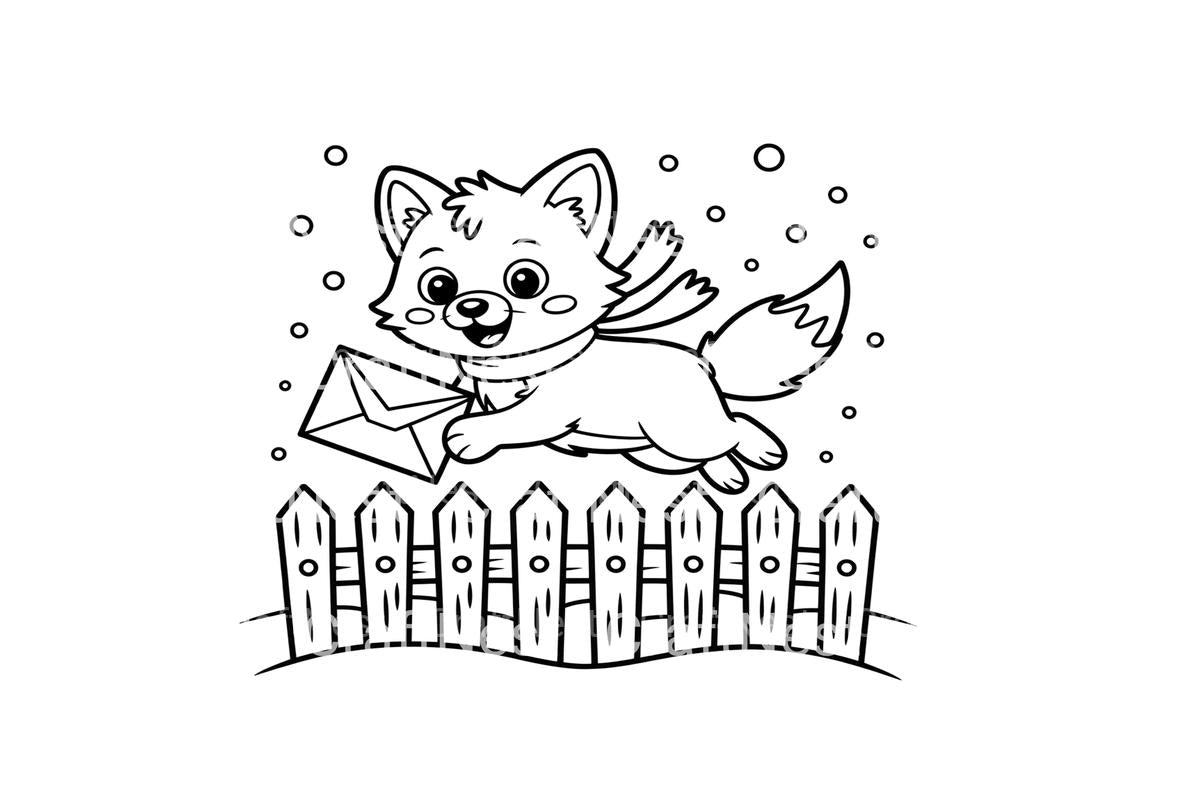 Cute Fox Winter Mail Delivery Coloring Books