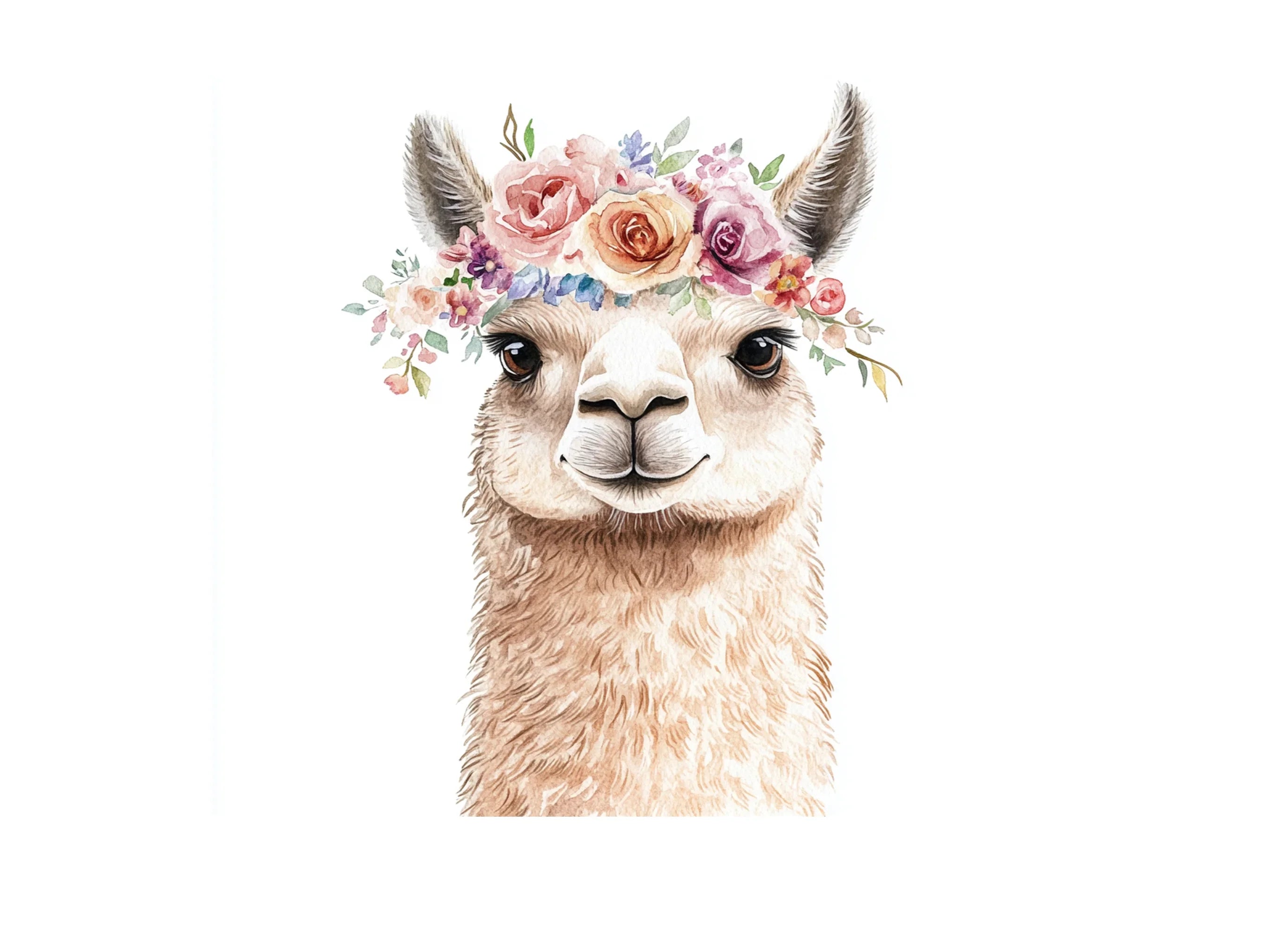 Cute Llama Flower Crowns Clipart Bundle