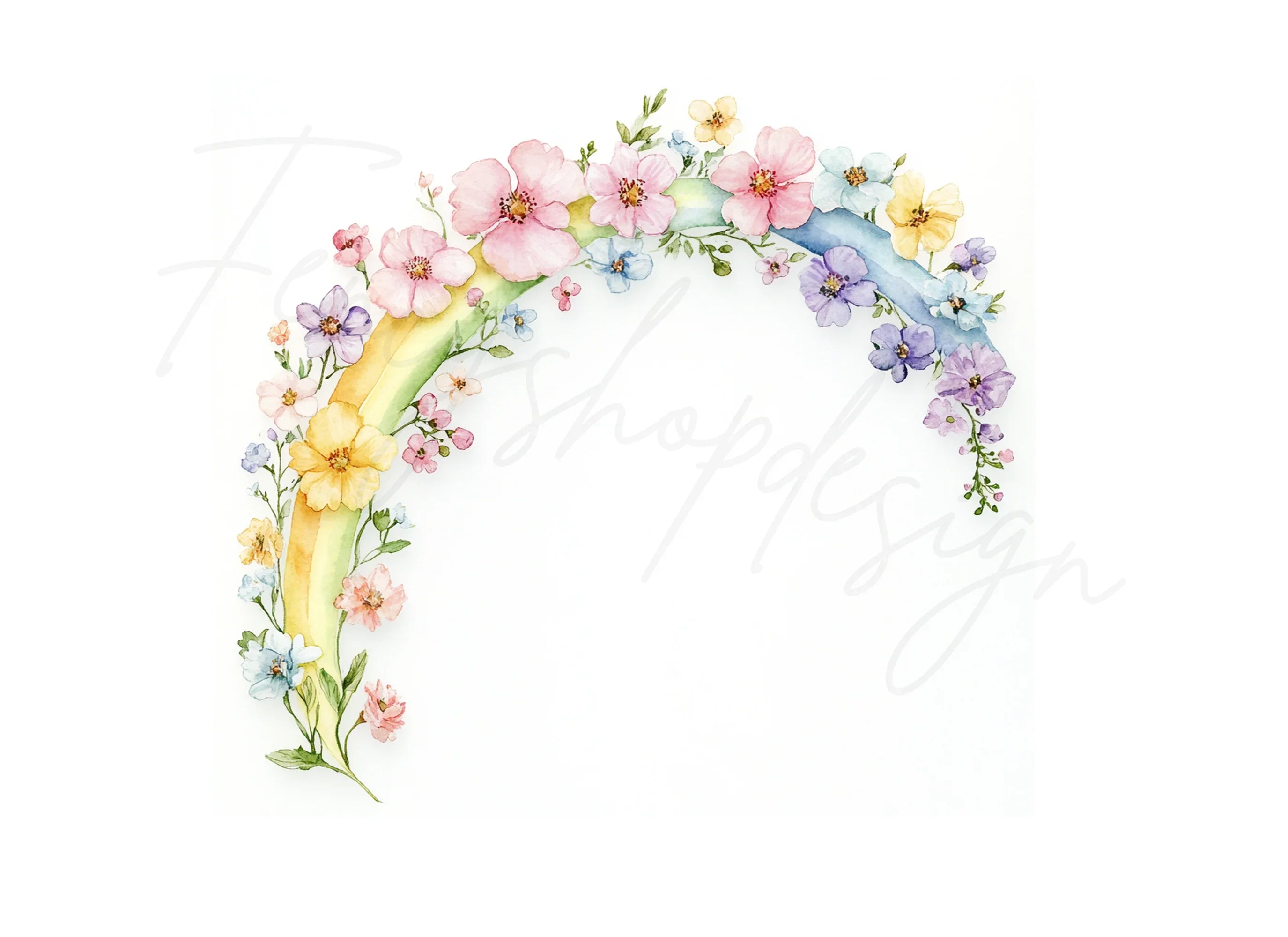 Floral Rainbow Clipart Bundle