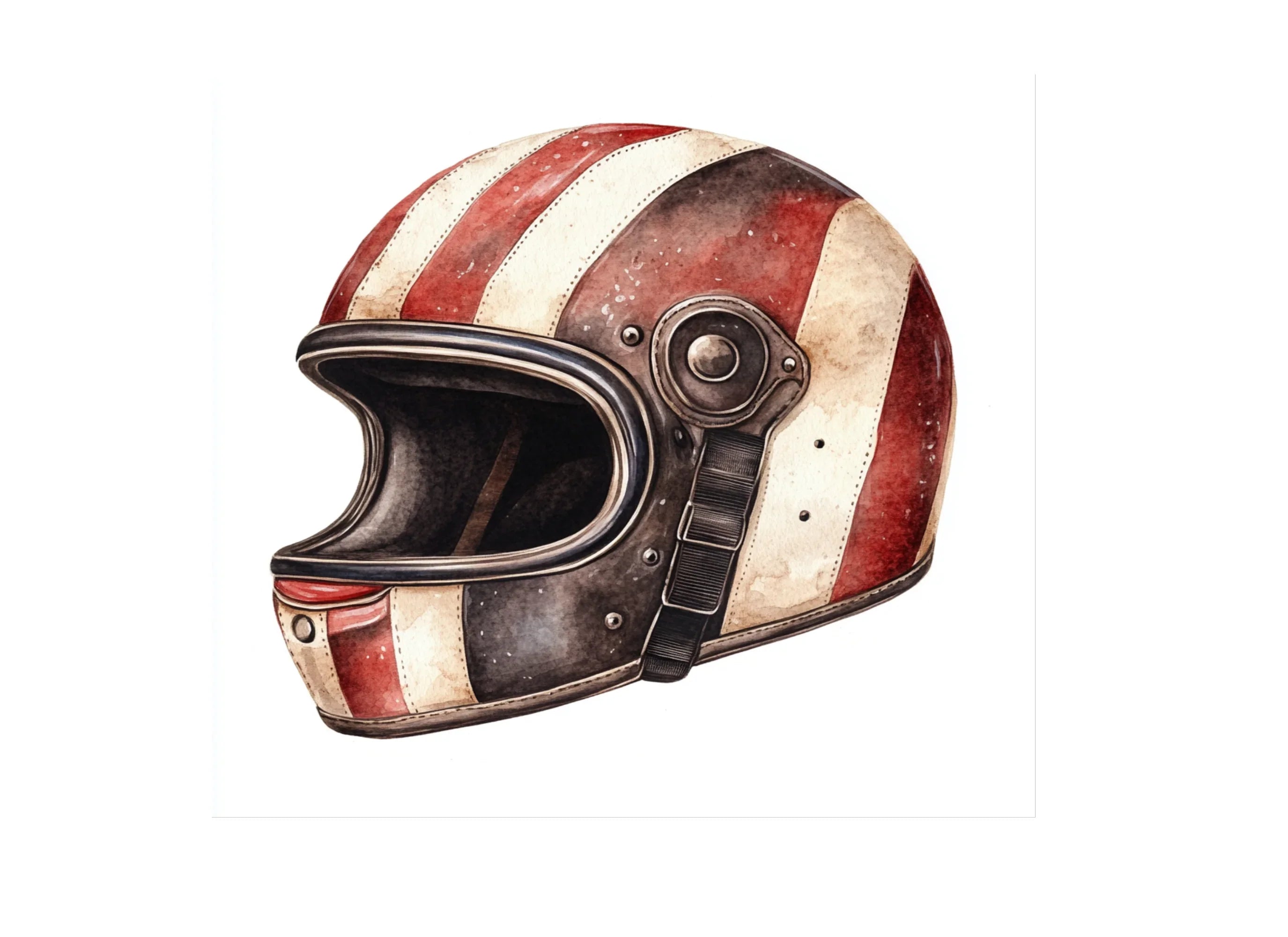 Vintage Motorcycle Helmets Clipart Bundle