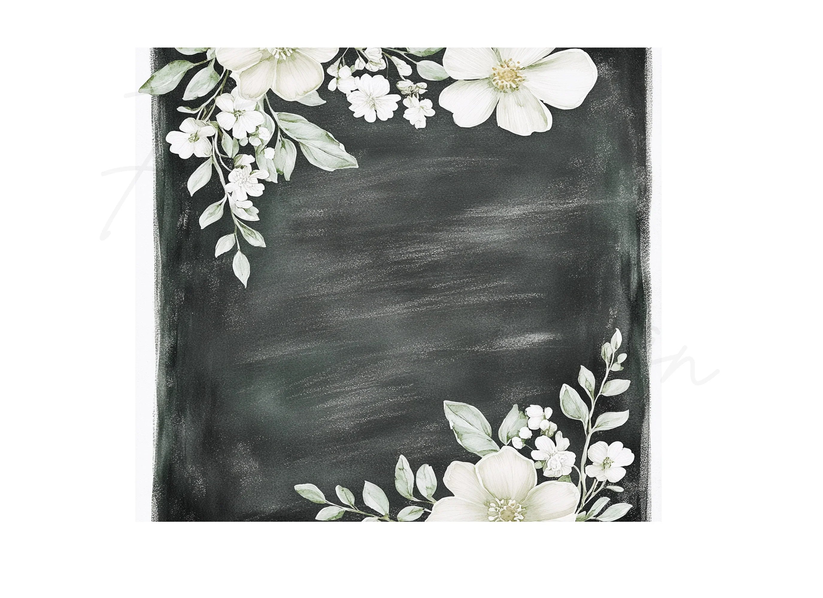 Chalkboard Floral Foliage Clipart Bundle