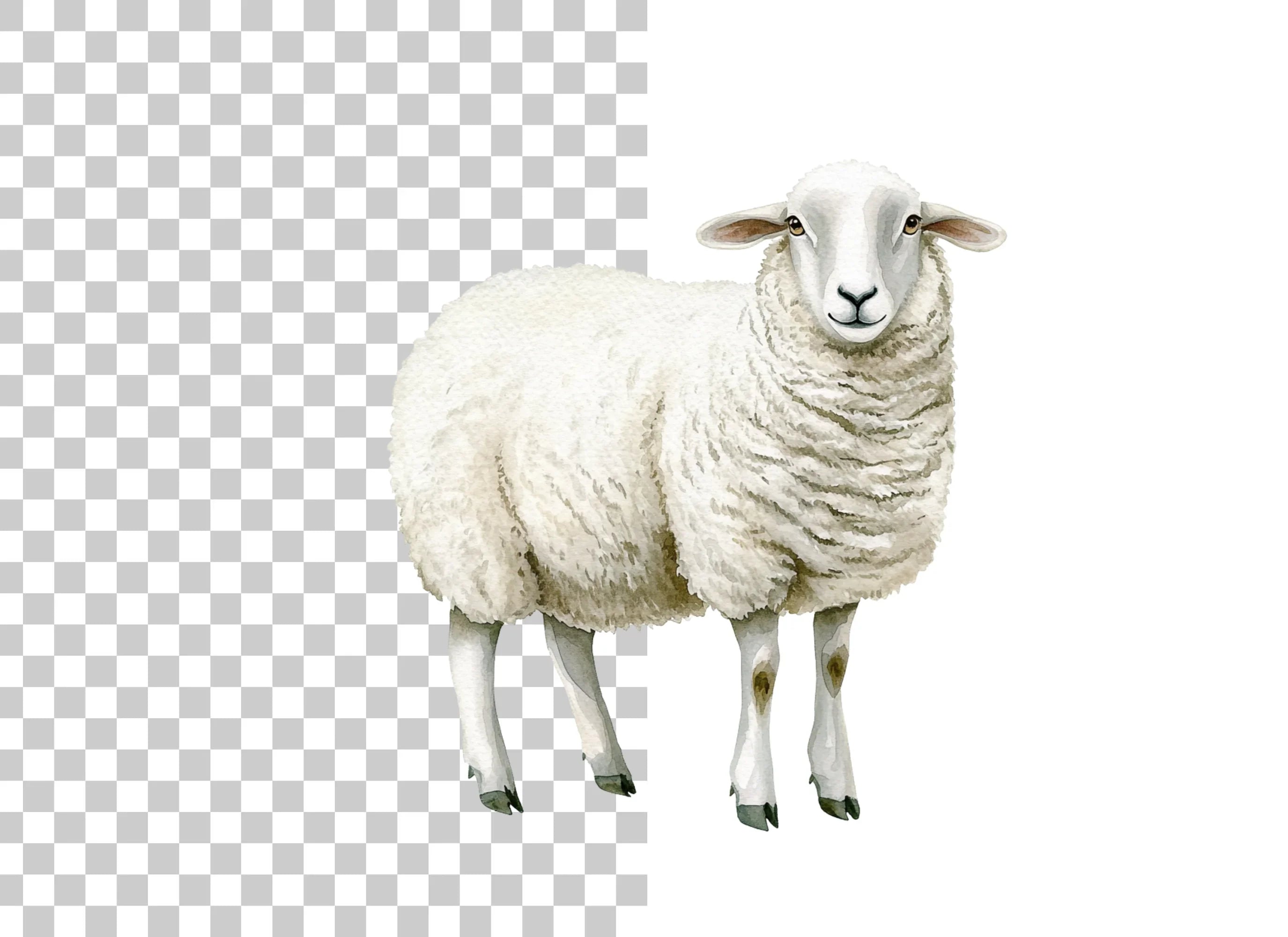 Fluffy White Sheep Clipart Bundle