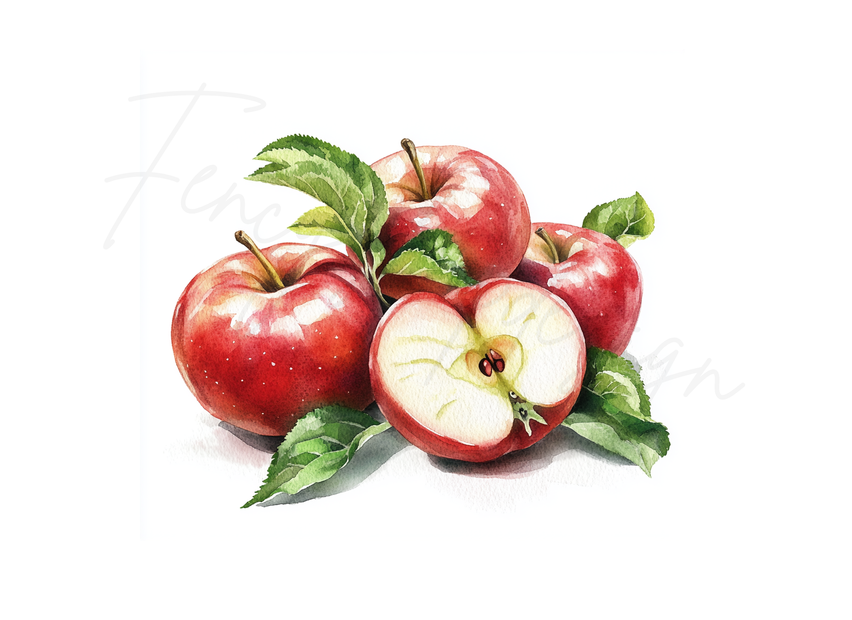 Fresh Red Apples Clipart Bundle