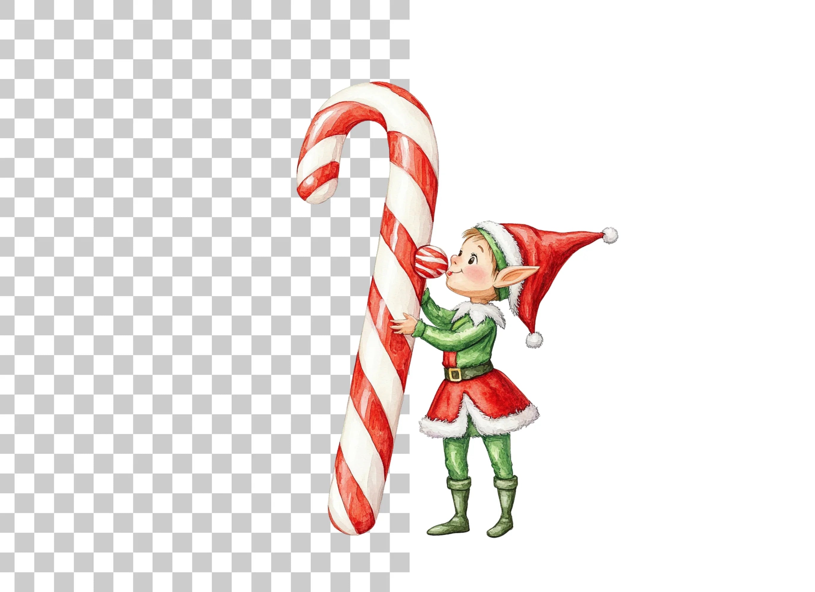 Christmas Elves with Candy Canes Clipart Bundle