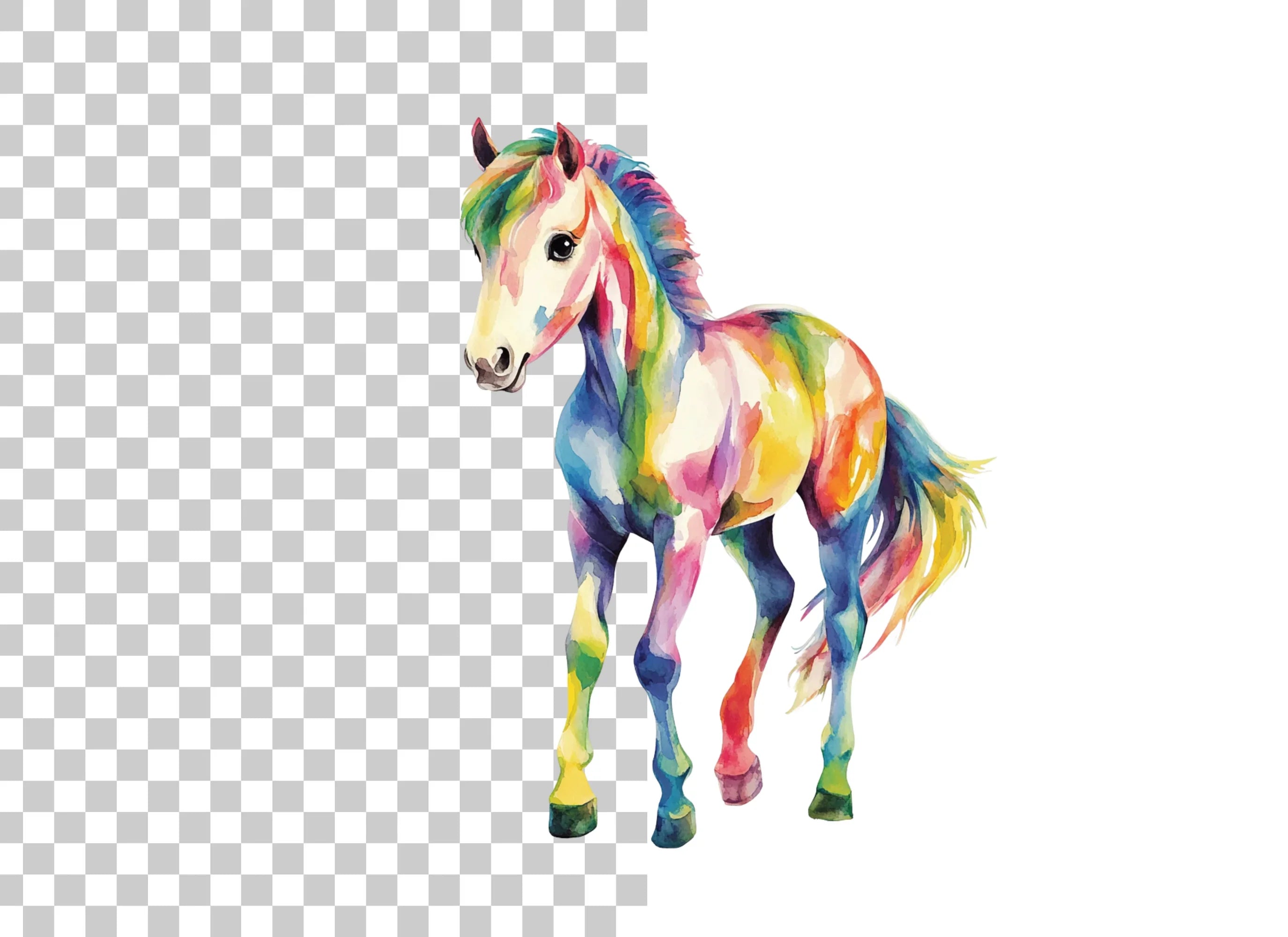 Playful Rainbow Foal Clipart Bundle