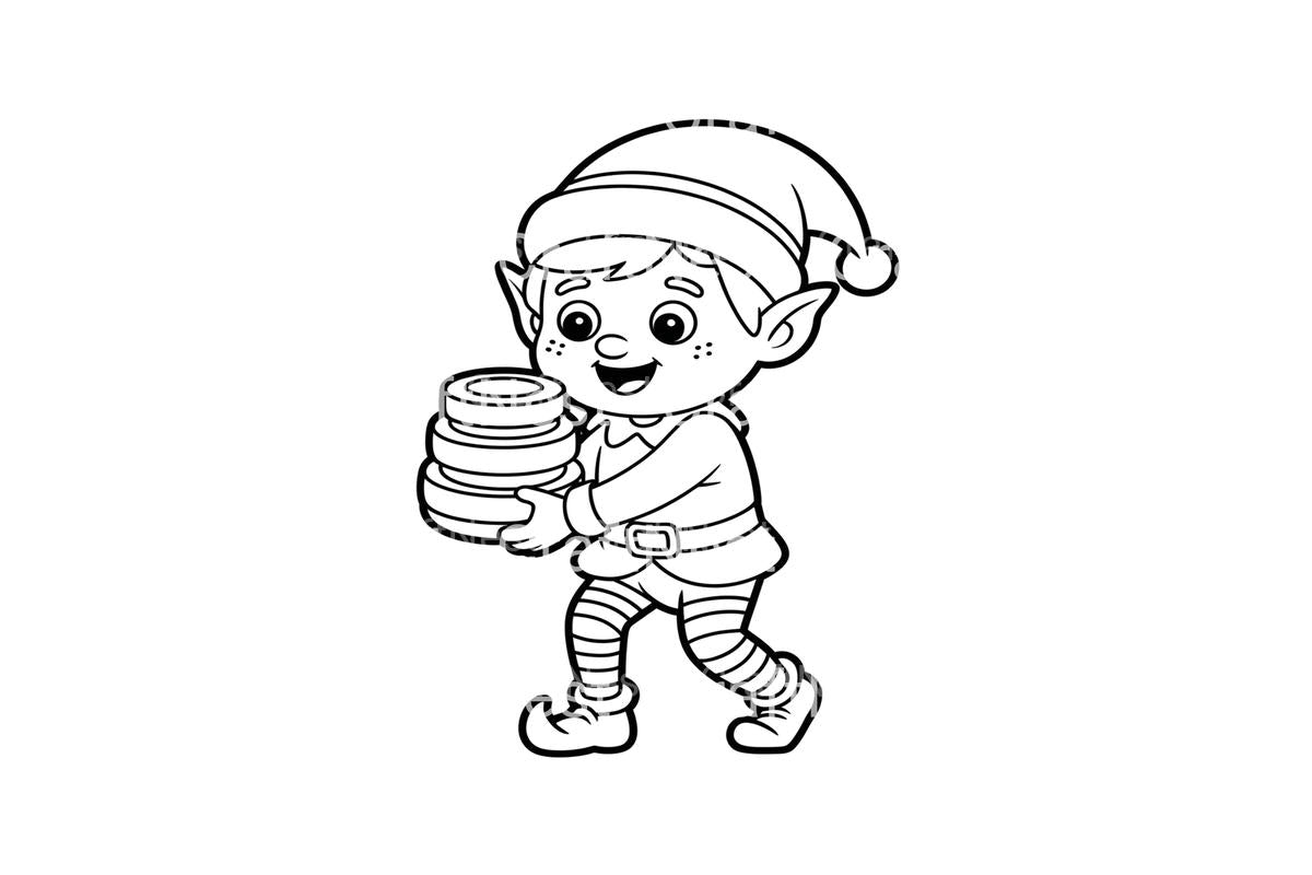 Christmas Elf With Gifts Coloring Books