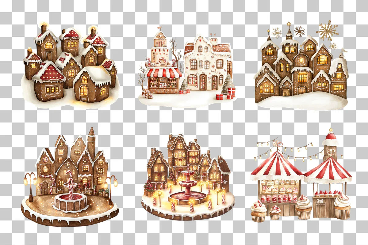 Gingerbread Village Clipart Bundle - CraftNest - Digital Crafting and Art