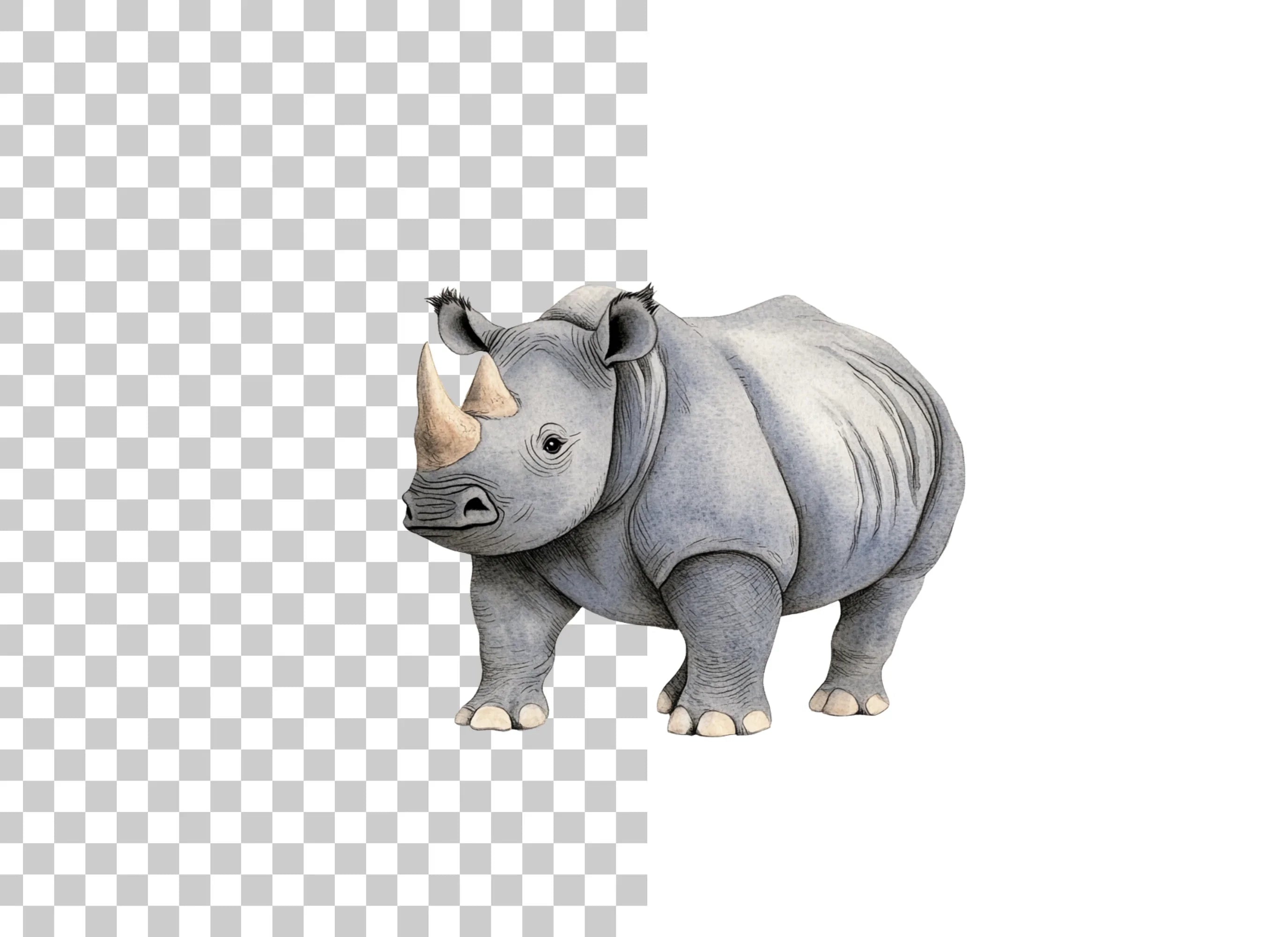 Rhino Wild Animals Clipart Bundle