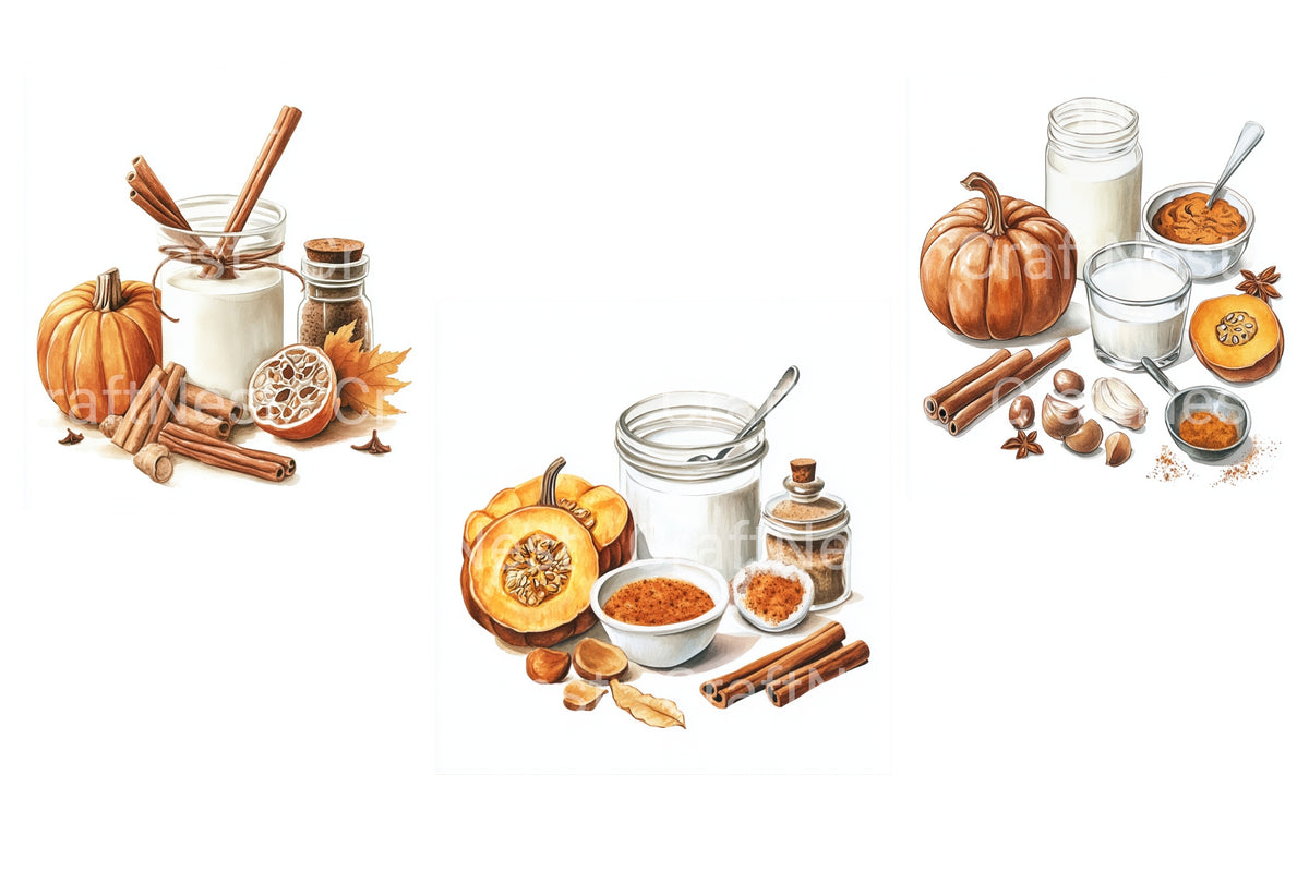 Pumpkin Spice Ingredients Clipart Bundle